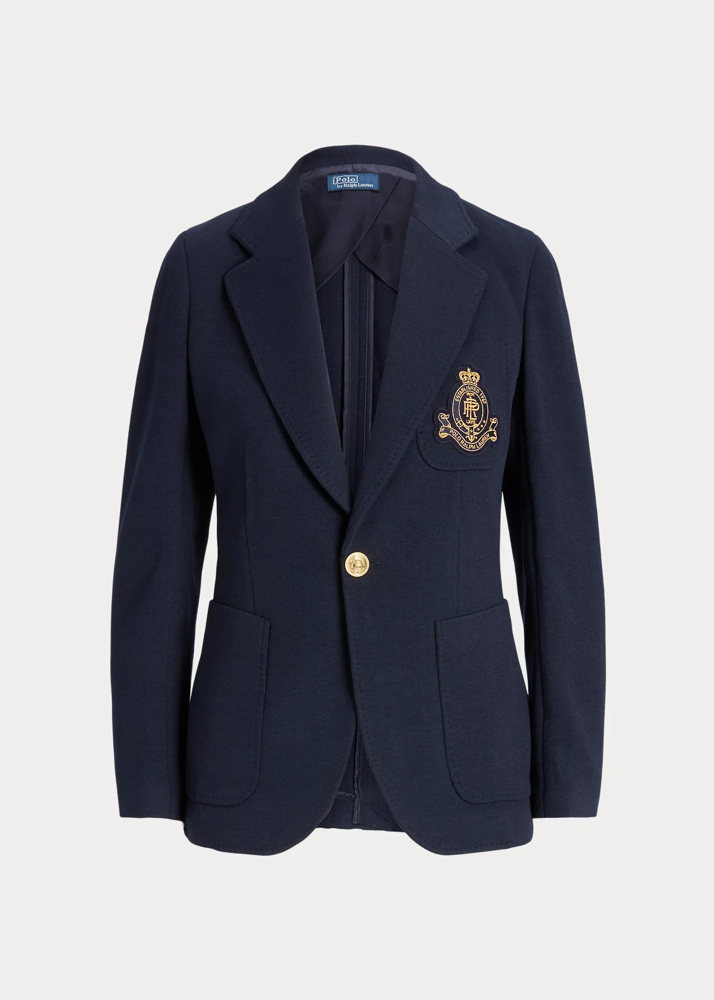 Single-Breasted Logo-Crest Knit Blazer - 1