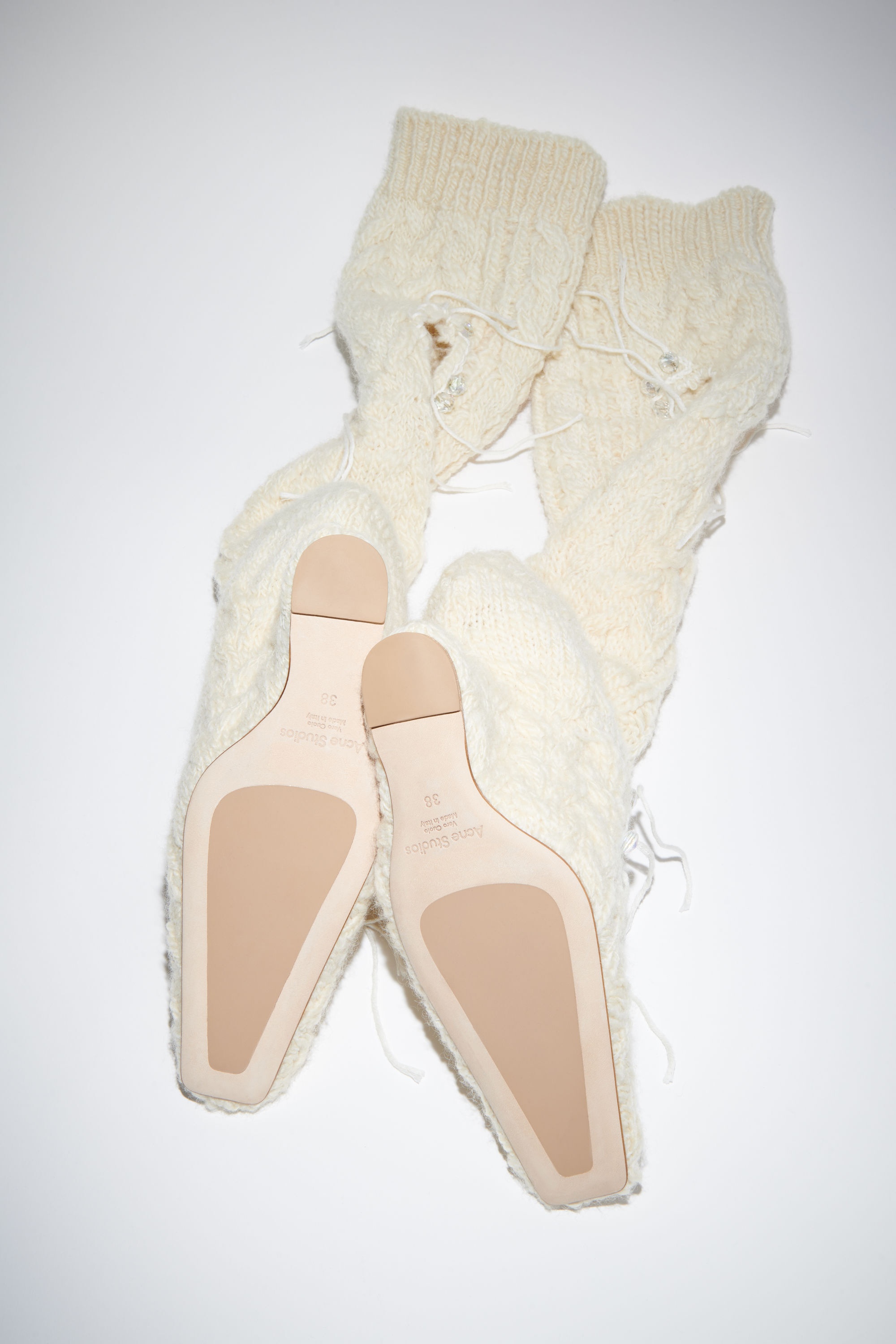 Distressed sock boots - Cream beige - 3