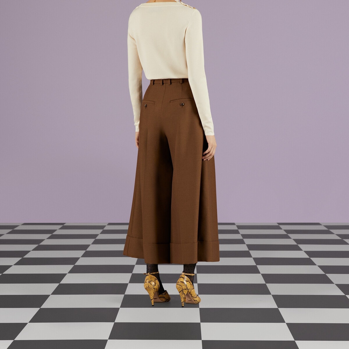 Wool mohair wide leg pant - 6