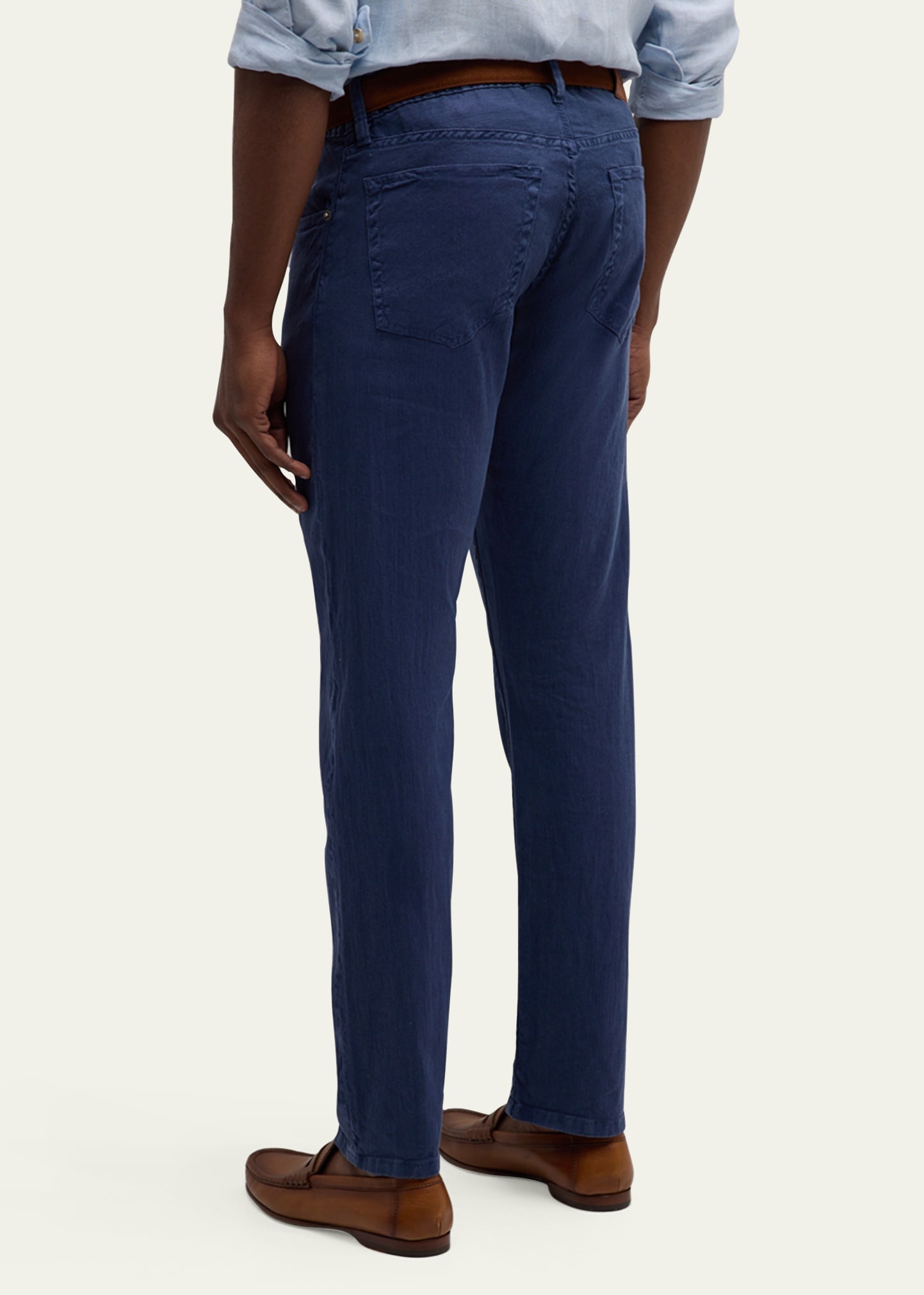 Men's Slim Stretch Linen and Cotton Jeans - 3