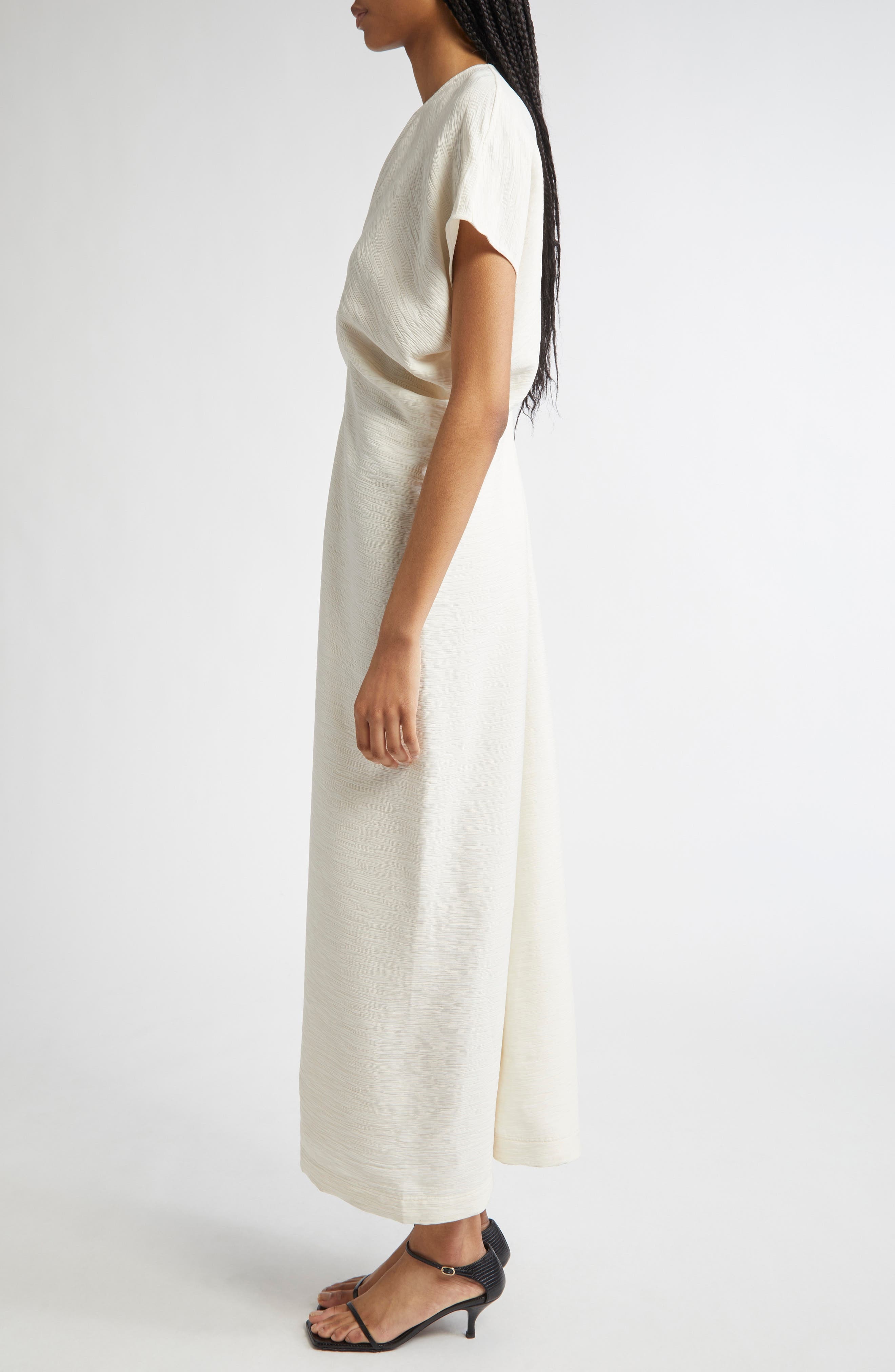 TOTEME Crinkle Texture Knit Maxi Dress in Cream at Nordstrom - 3
