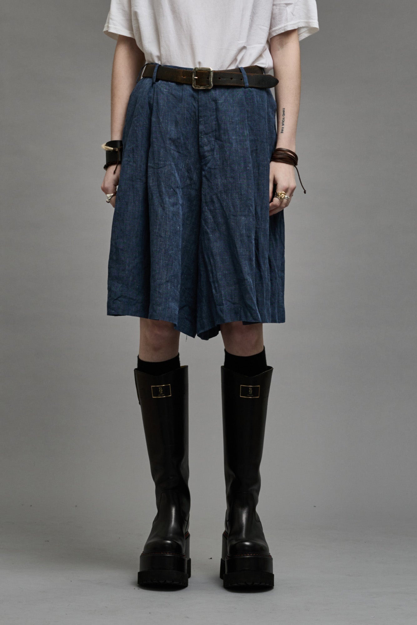 PLEATED CULOTTES - DARK INDIGO - 4