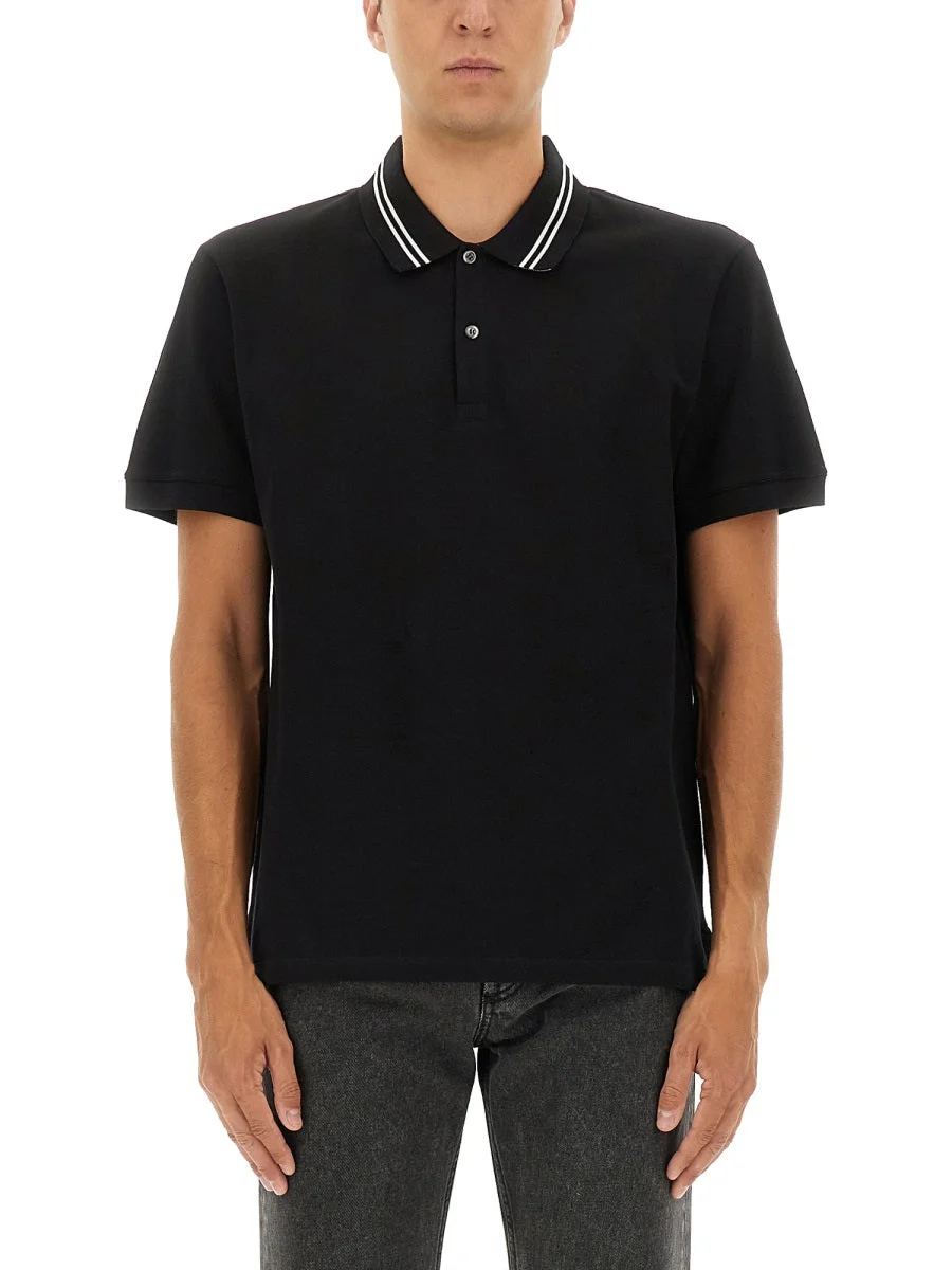 Alexander Mcqueen Men Polo Shirt With Logo On The Collar - 1