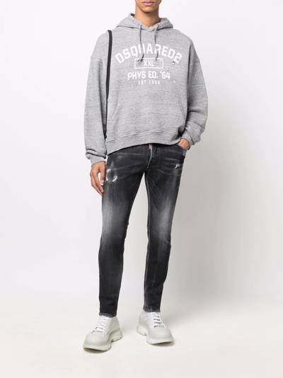 DSQUARED2 distressed logo-print hoodie outlook