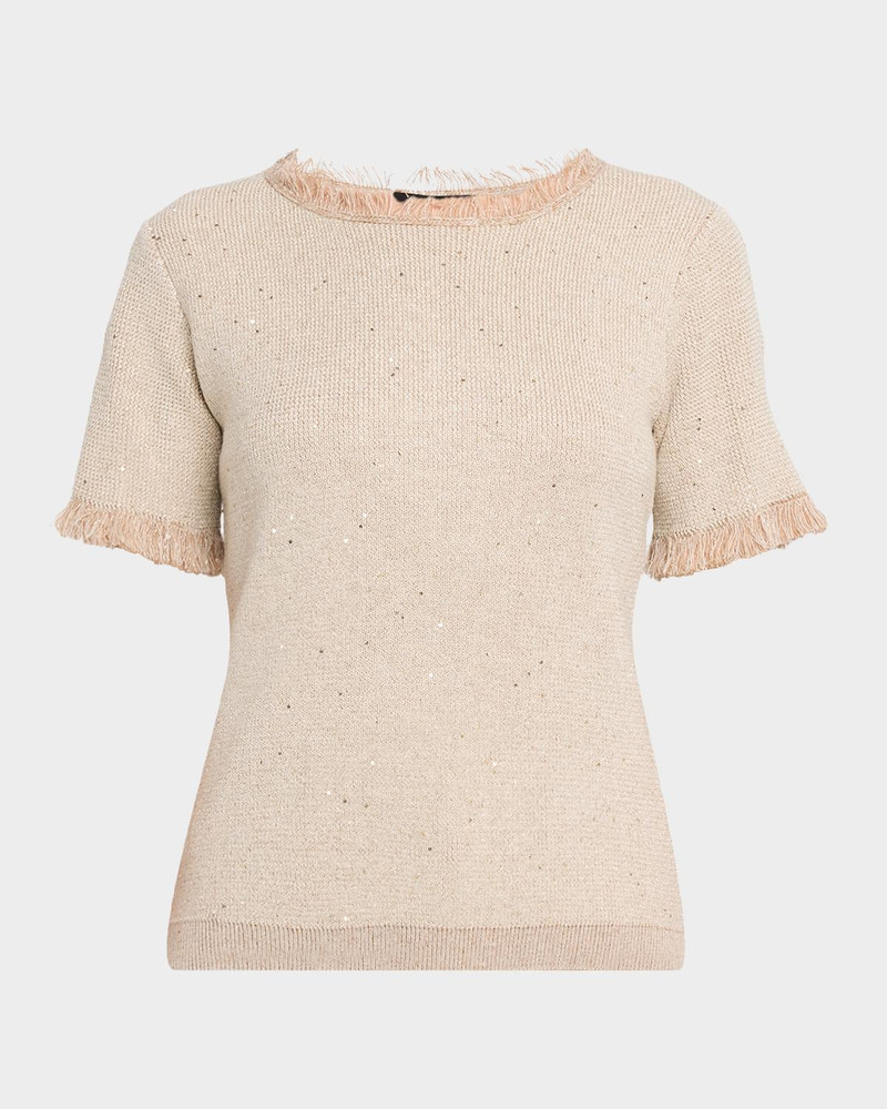 Kate Fringe-Trim Sequin Knit Sweater 1