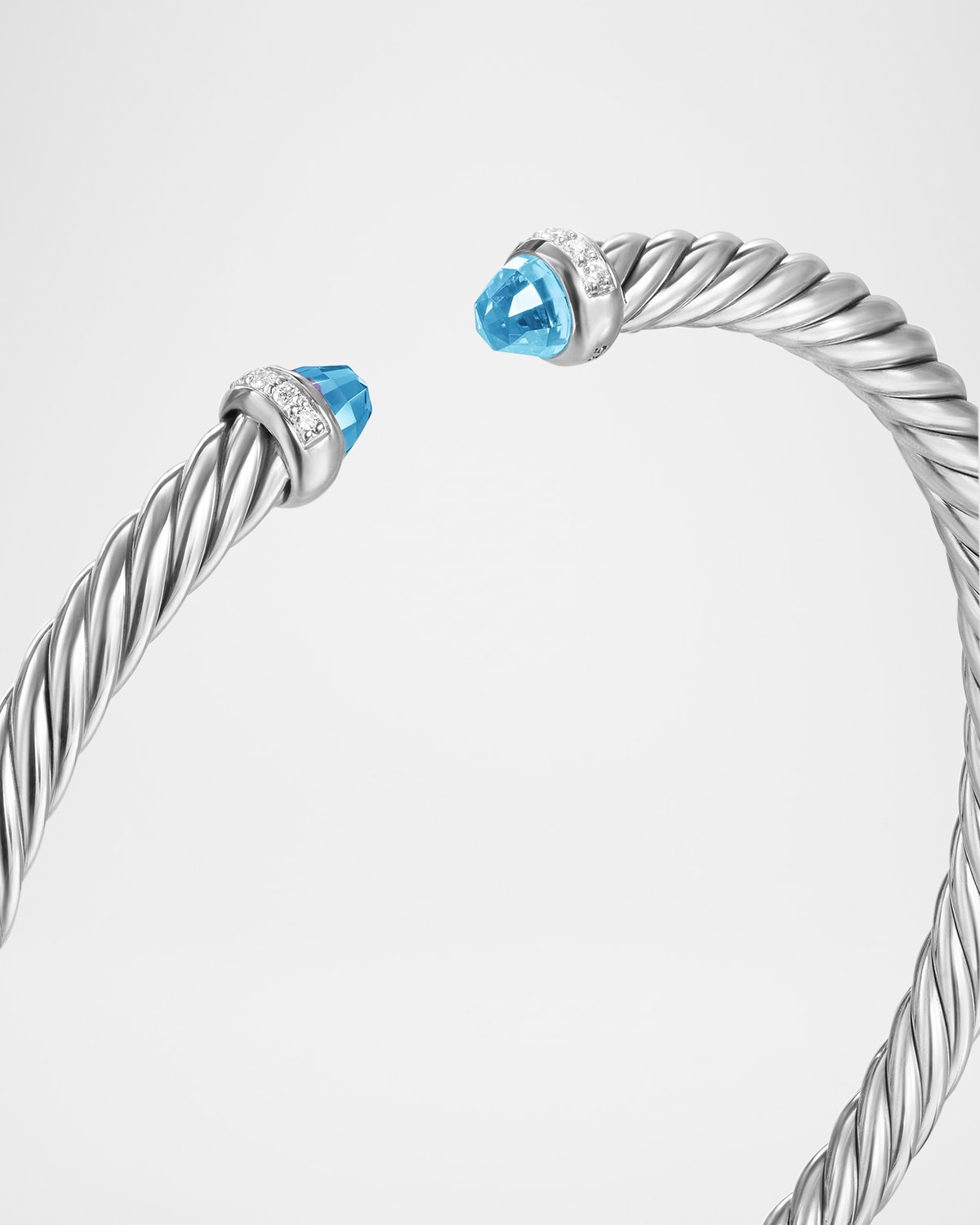 Modern Cable Flex Bracelet with Gemstones and Diamonds in Silver, 4mm - 6