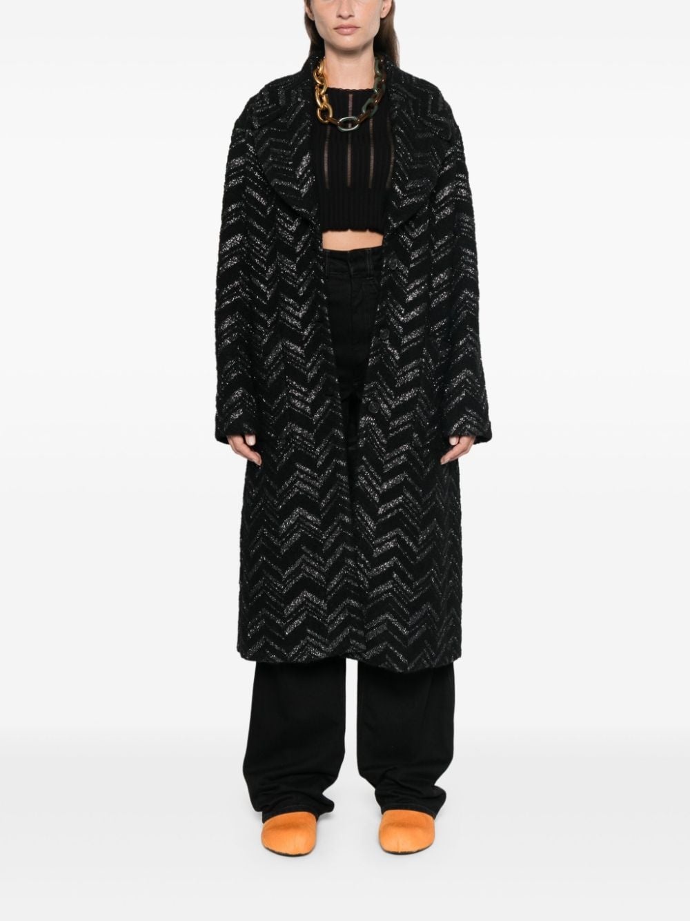 chevron bouclé coat - 2