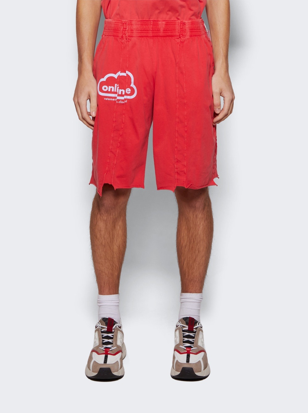 Red cut up shorts store