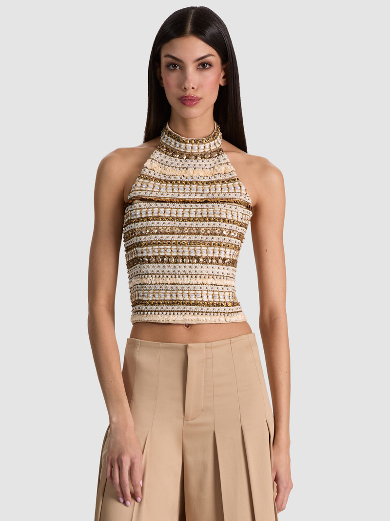 GATZ LINEN EMBELLISHED TOP 2