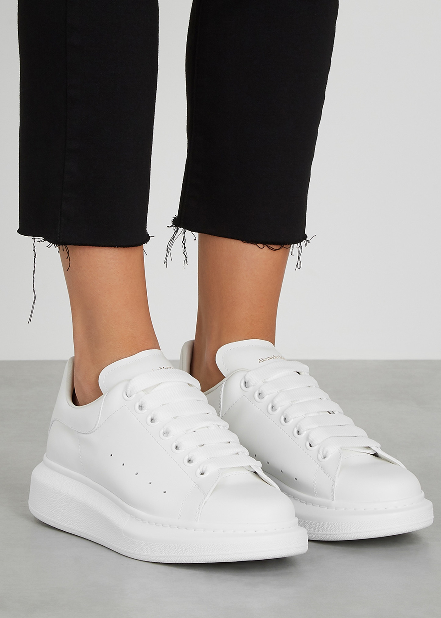 Oversized white leather sneakers - 5