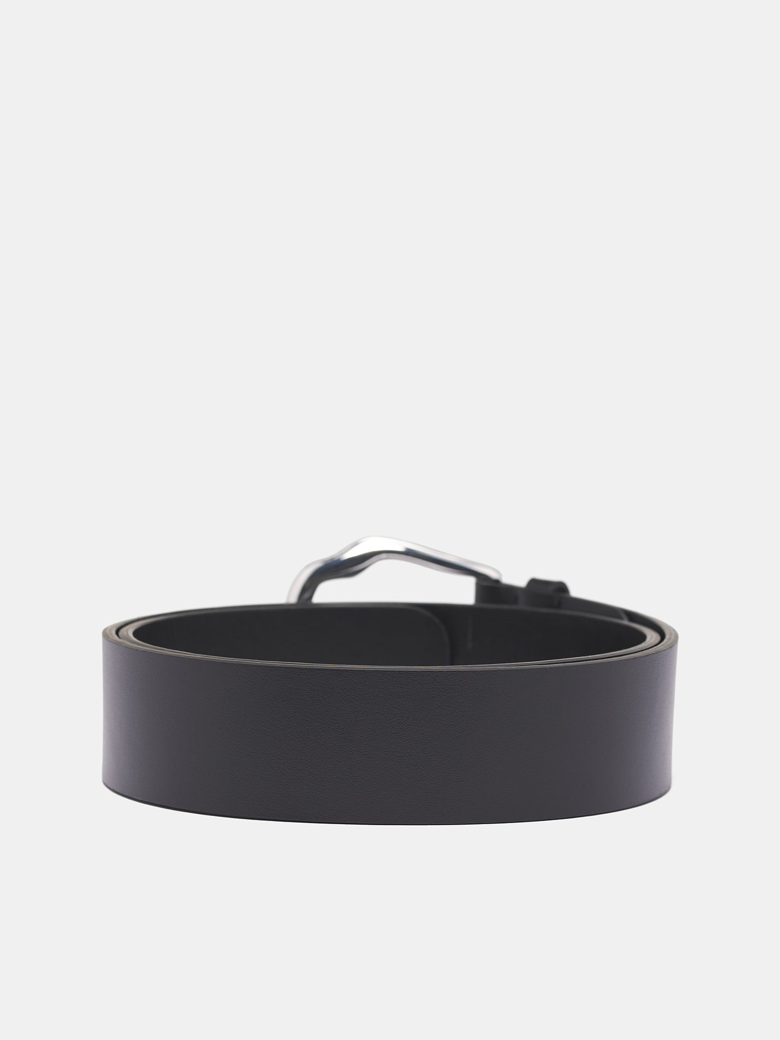 Black Leather Fender Buckle Belt - 2