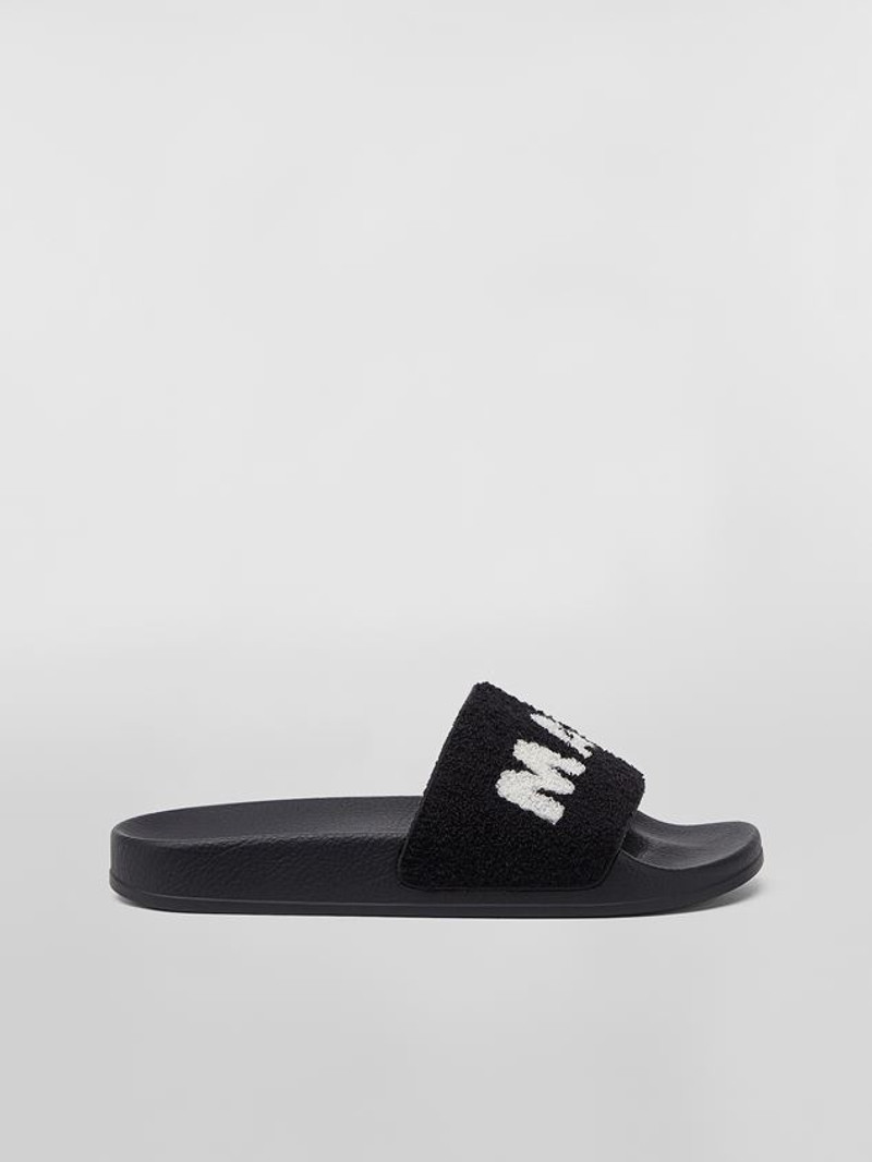 RUBBER SANDAL WITH BLACK AND WHITE TERRY CLOTH UPPER 1
