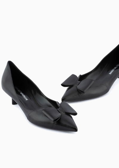 EMPORIO ARMANI Nappa leather kitten-heeled court shoes with bow outlook