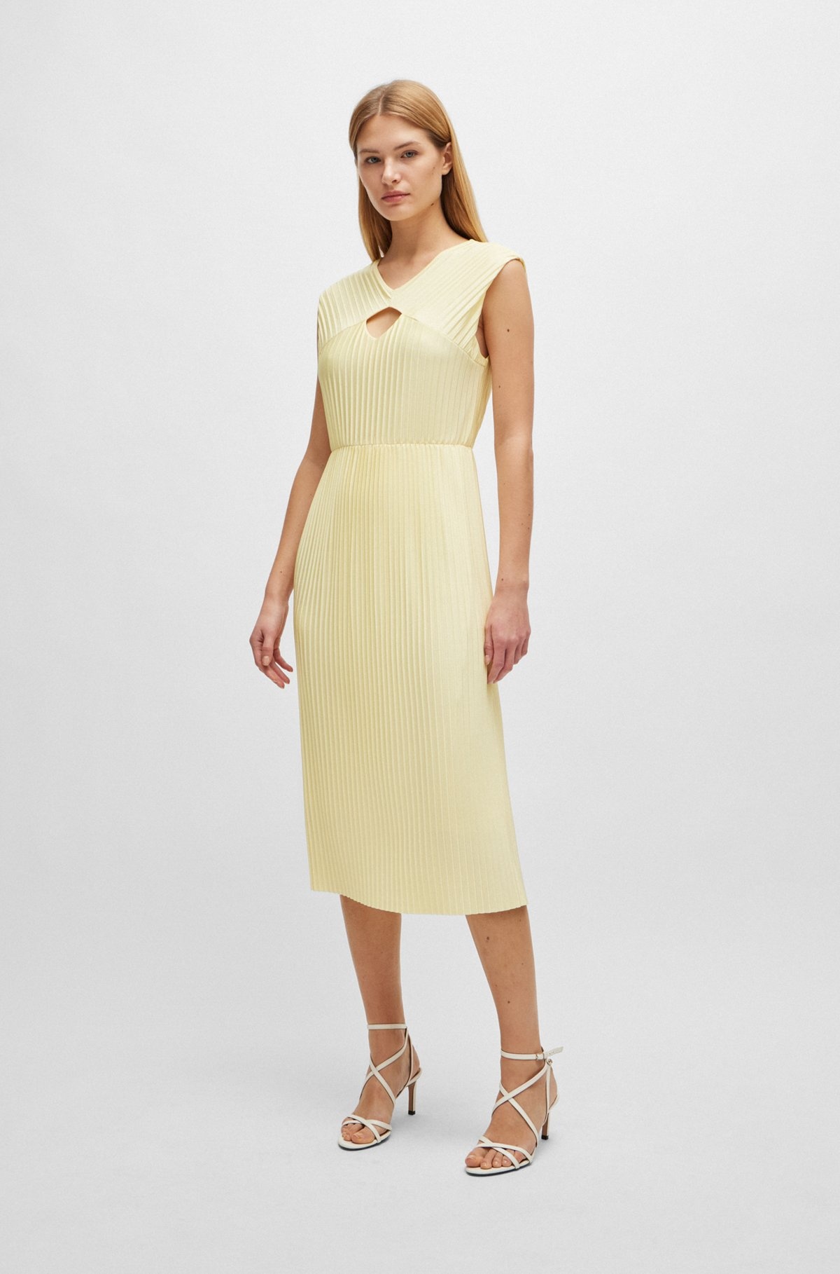 SLEEVELESS DRESS IN HIGH-SHINE PLISSÉ FABRIC - 2