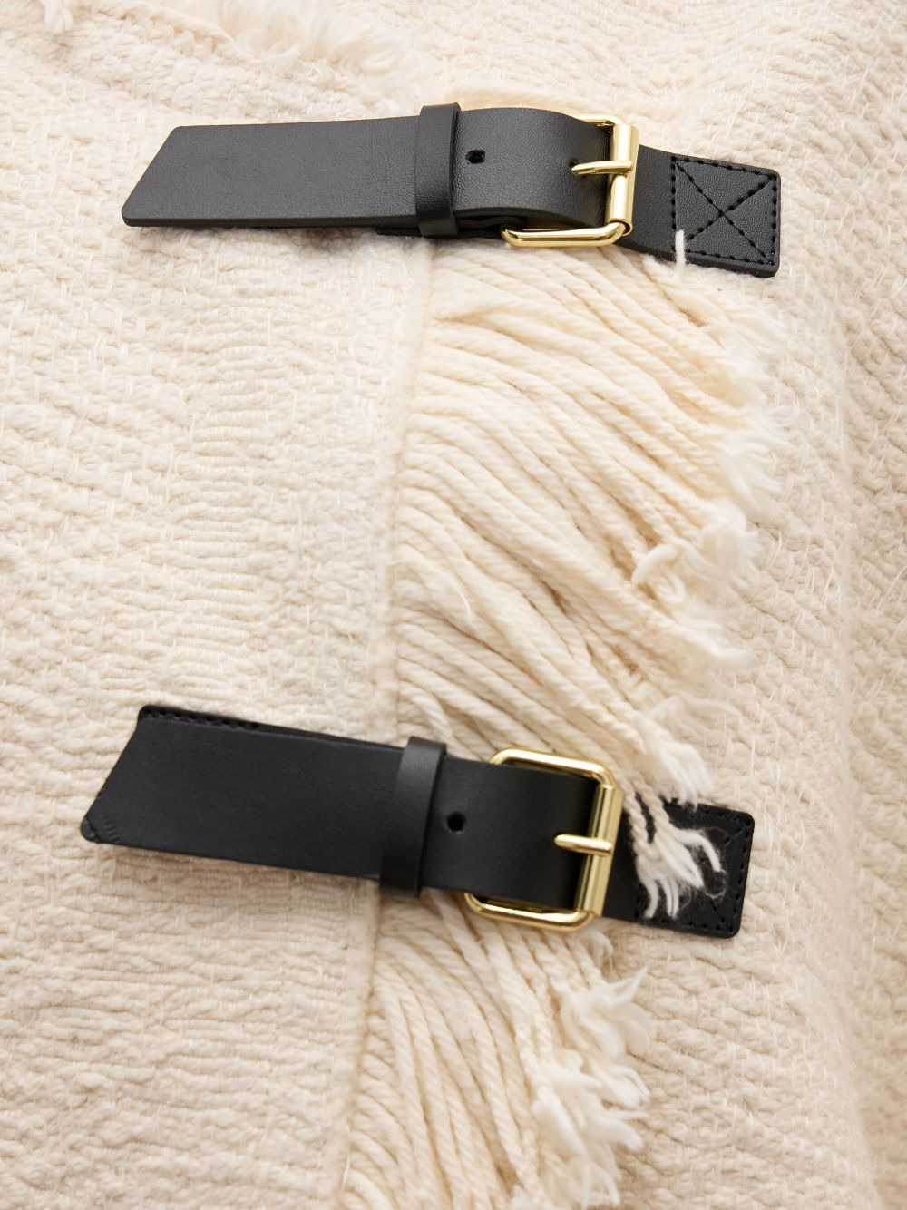 fringed buckled poncho - 3