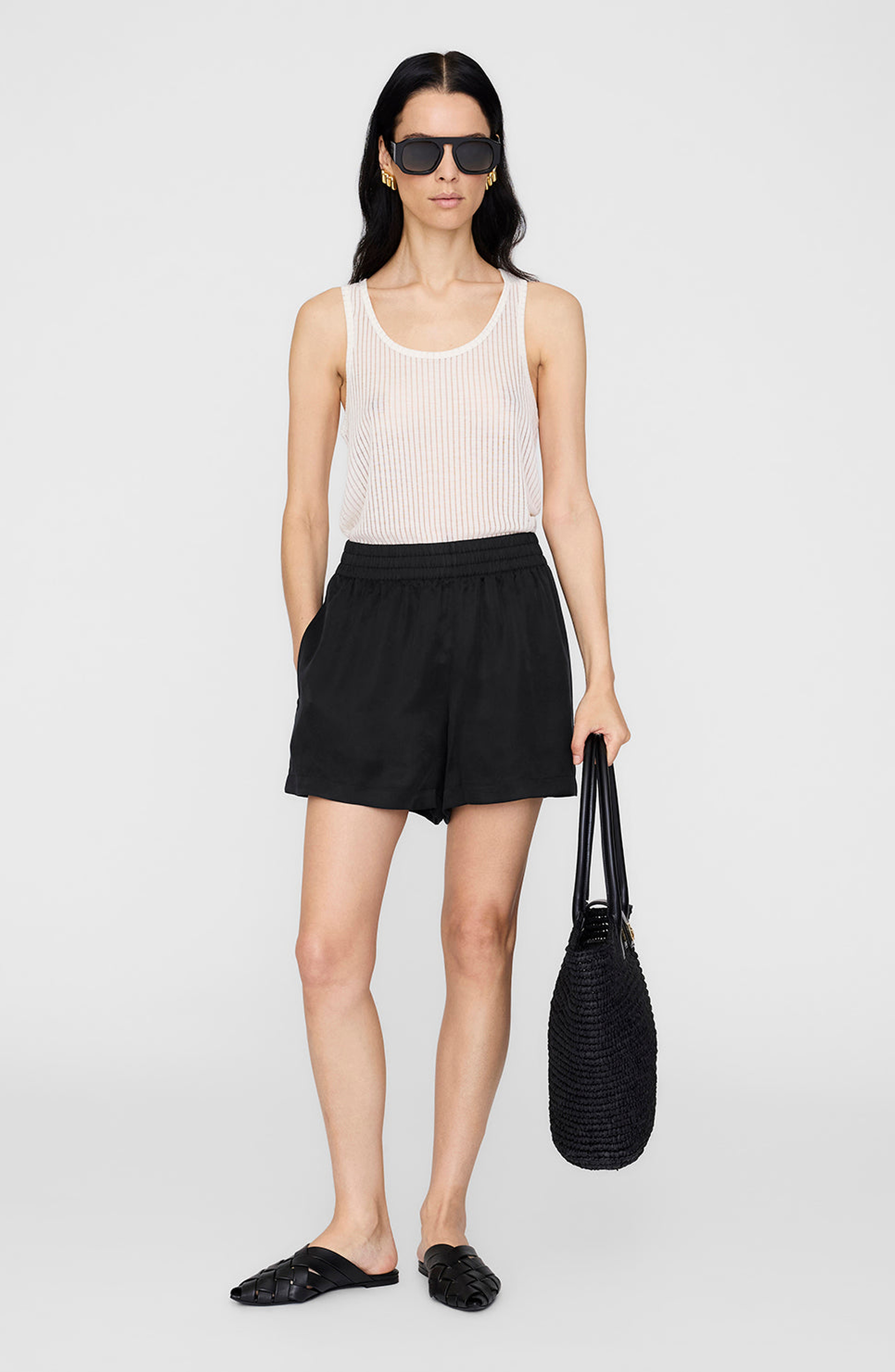 ANINE BING Kam Short in Washed Black at Nordstrom - 1