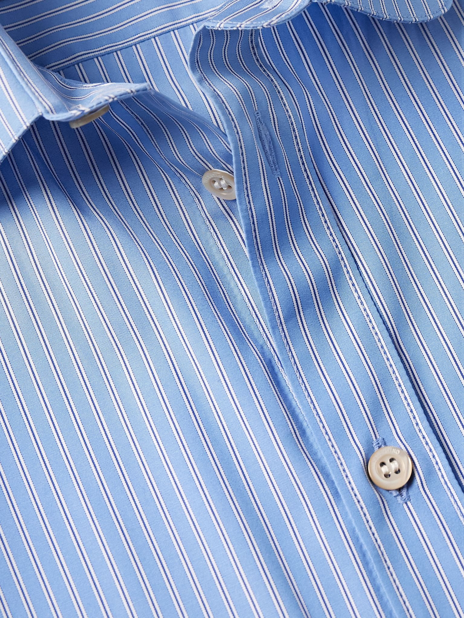 Slim-Fit Striped Cotton Shirt Blue - 5