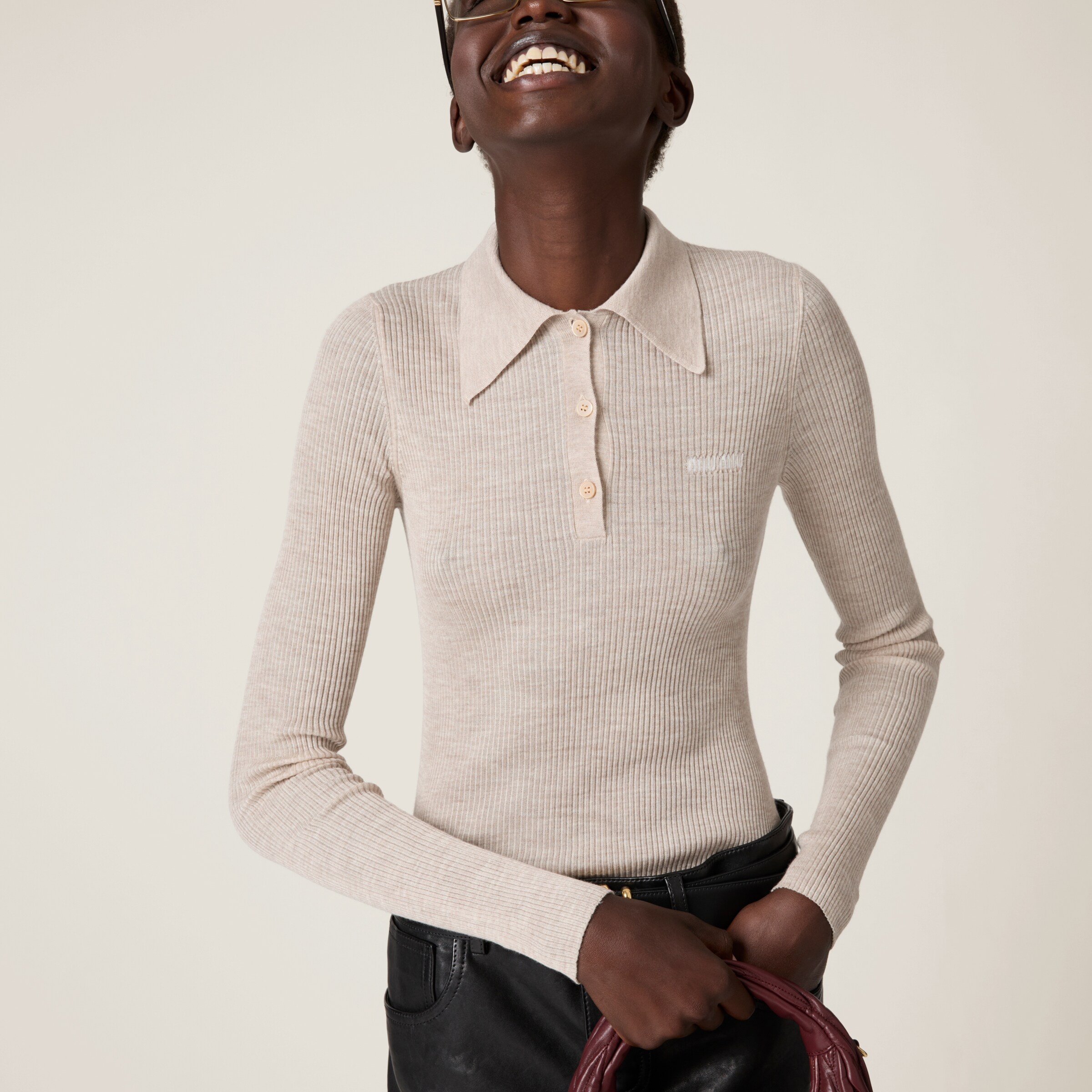 Cashmere and silk knit polo shirt - 4