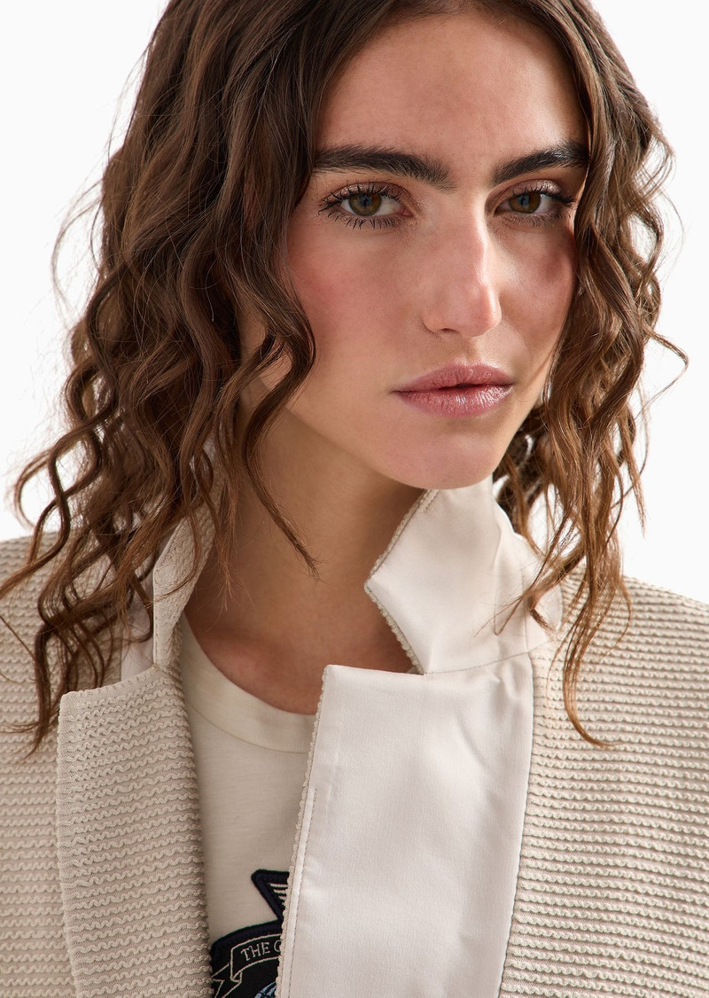 Icon lapel jacket in jacquard fabric with micro-wavy embossed ribbing 5