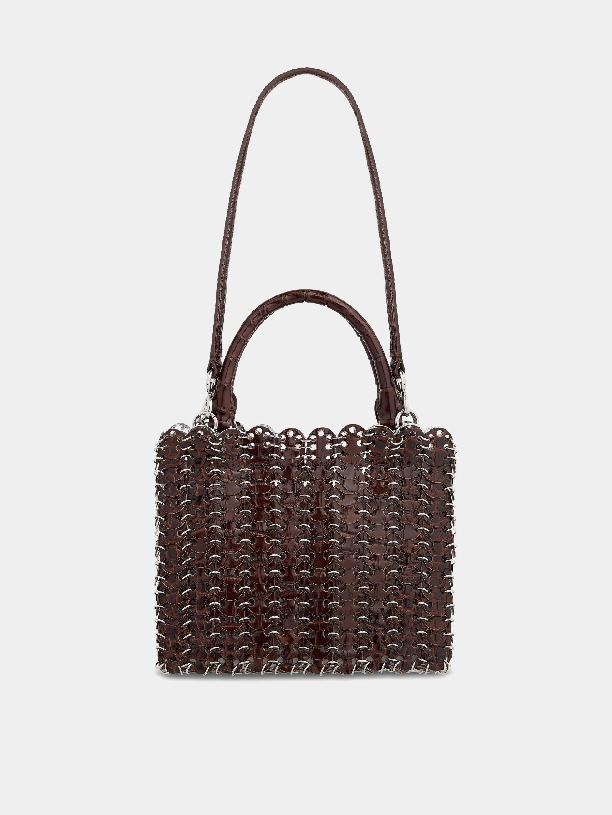 1969 FLIP BAG IN REVERSIBLE BROWN EMBOSSED AND SILVER LEATHER - 1
