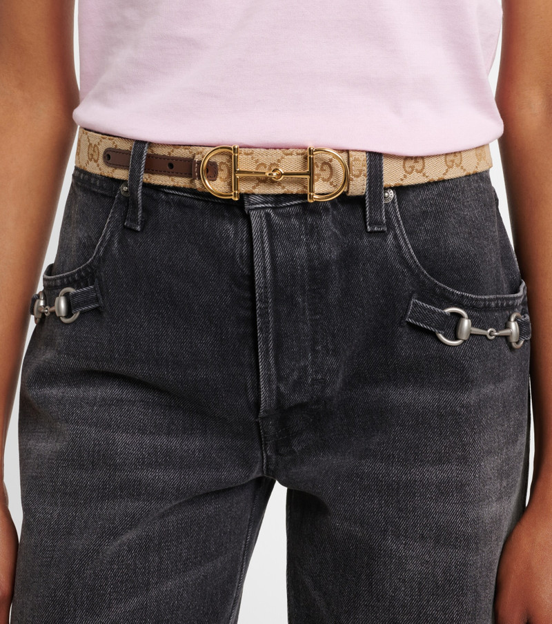 GUCCI Horsebit GG Canvas belt outlook