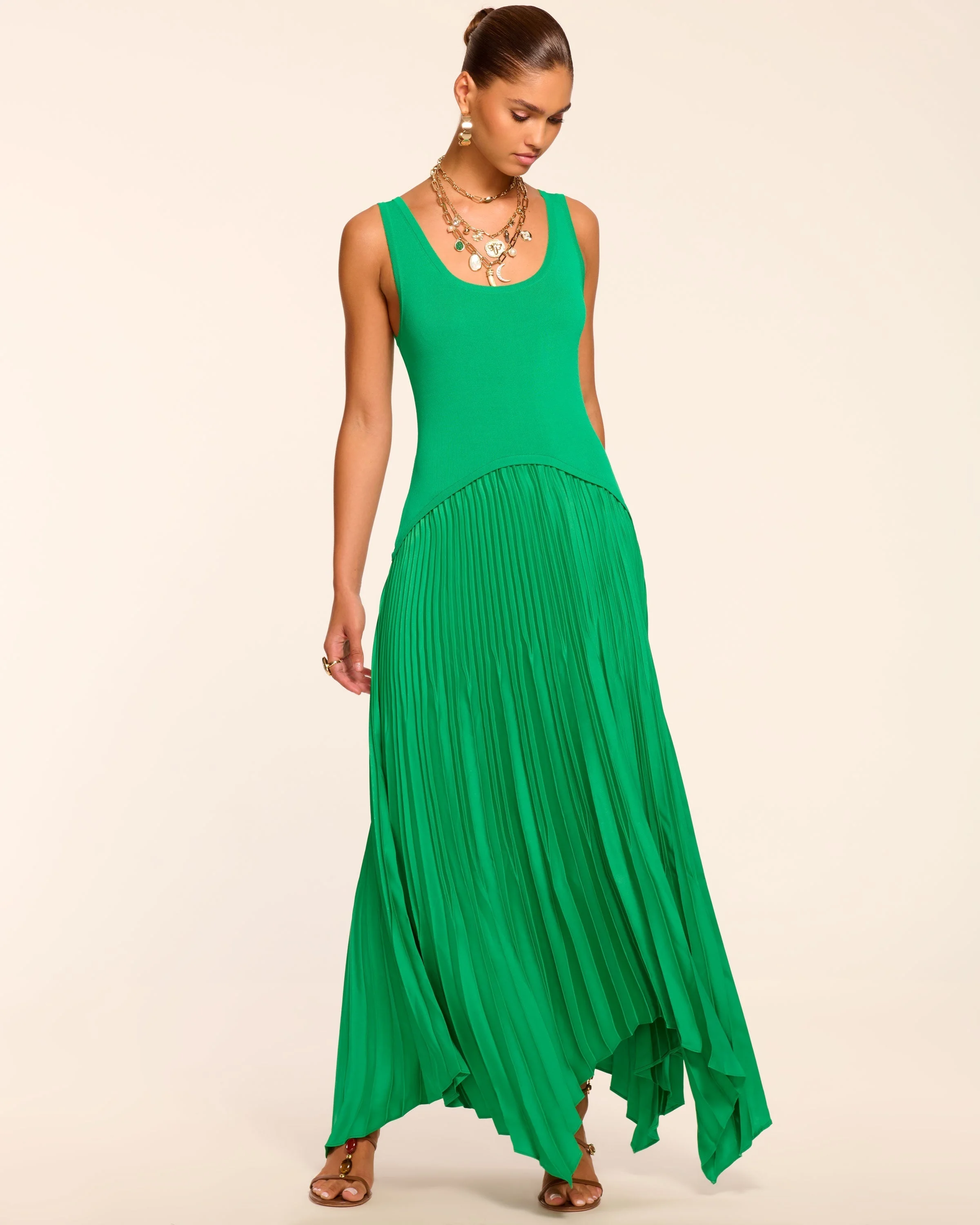 Davinia Knit Combo Pleated Maxi Dress - 1