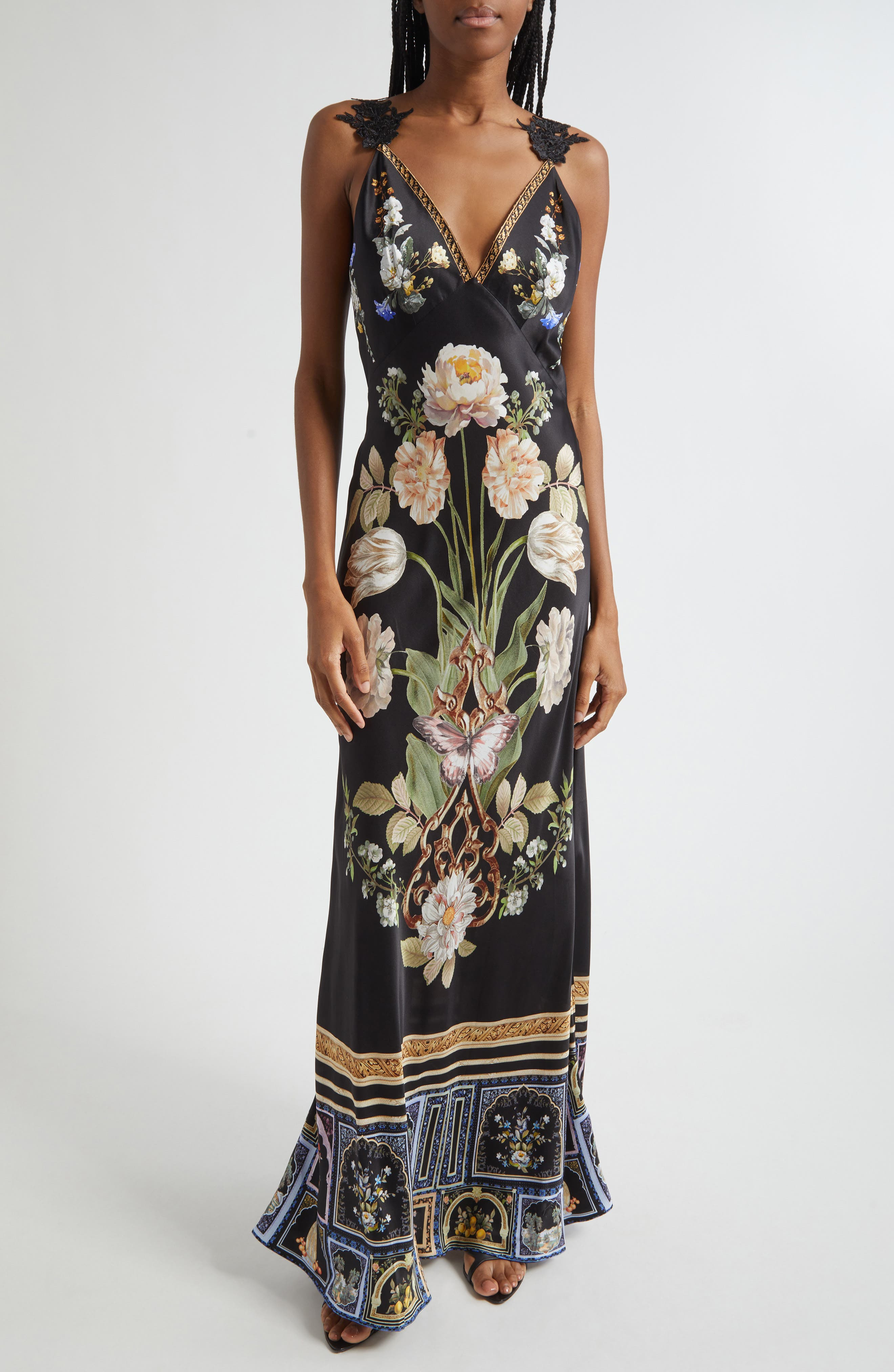 Camilla Ottoman Elegance V-Neck Bias Cut Silk Maxi Slipdress at Nordstrom - 1