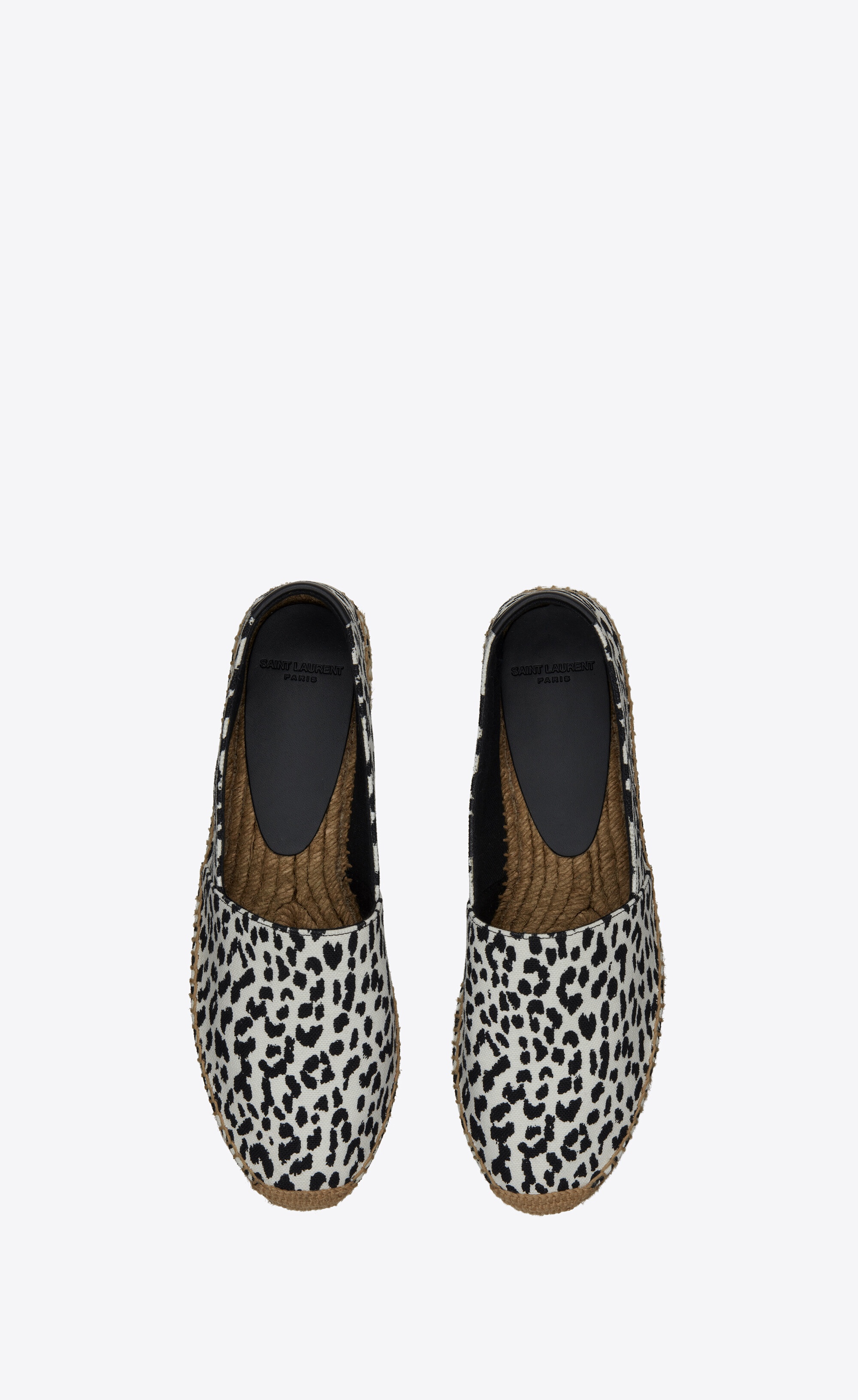 saint laurent embroidered espadrilles in babycat-print canvas - 2