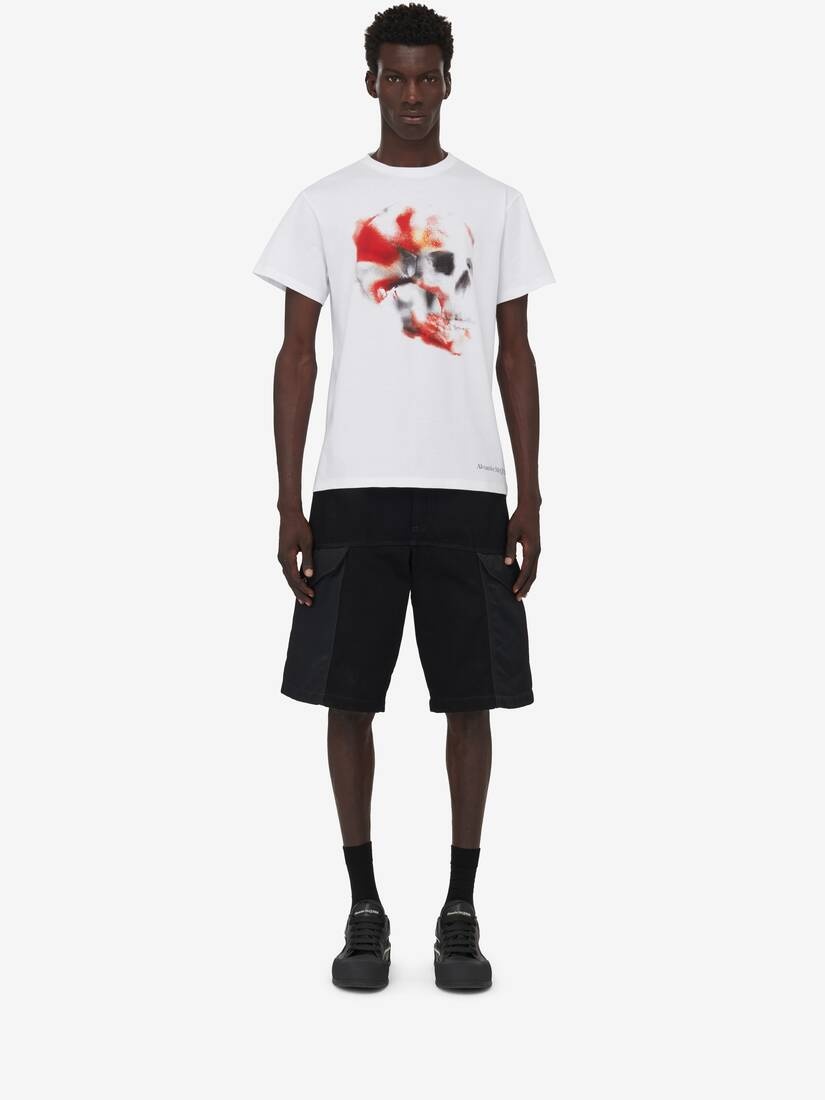 Men's Obscured Skull T-shirt in White/red/black - 2