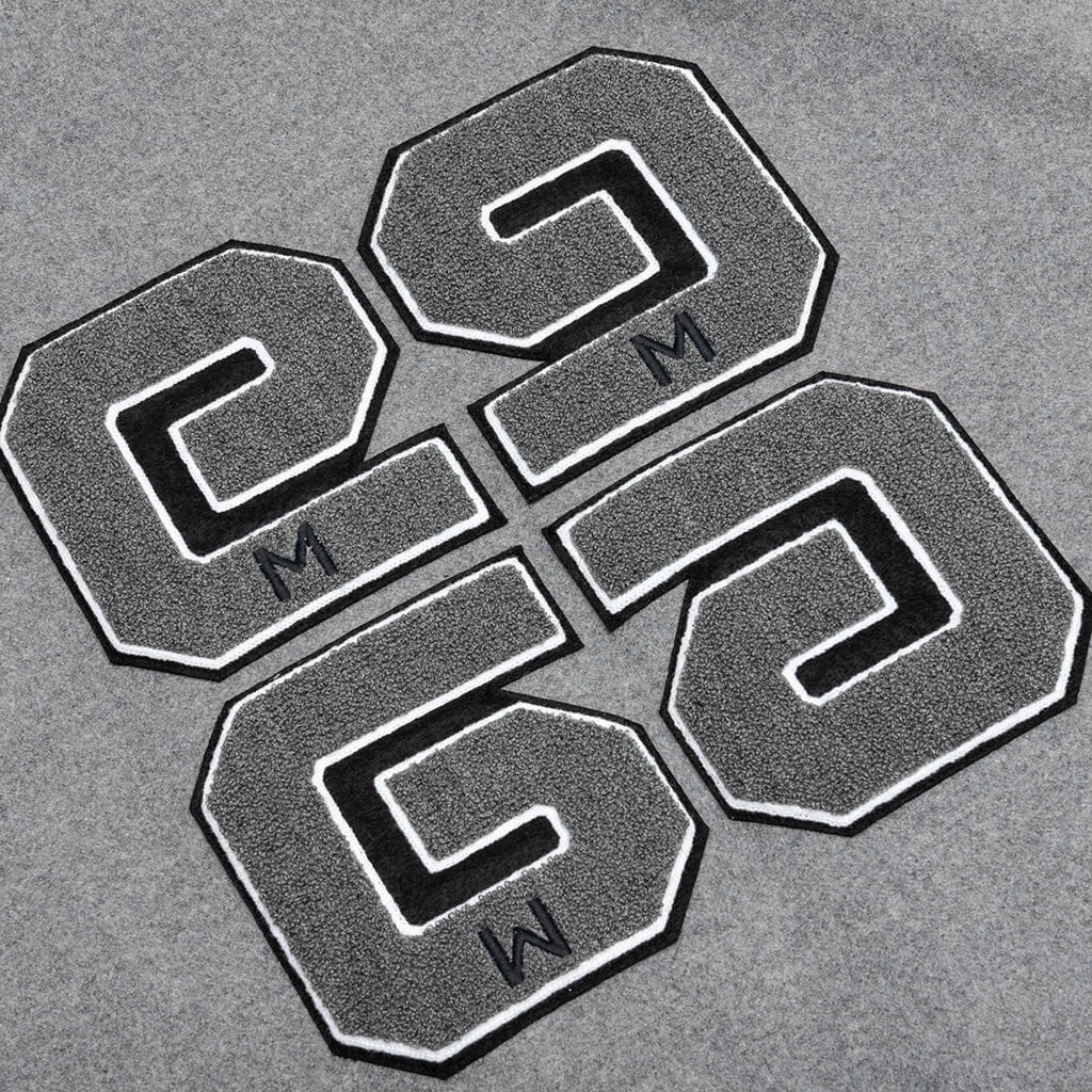 VARSITY BOMBER JACKET W/ PATCHES - GREY/WHITE - 6