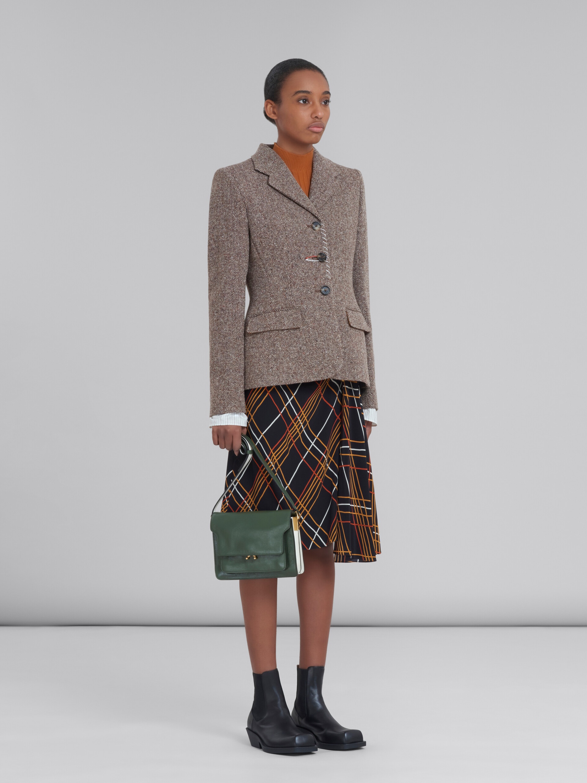 BROWN WOOL TWEED BLAZER - 6