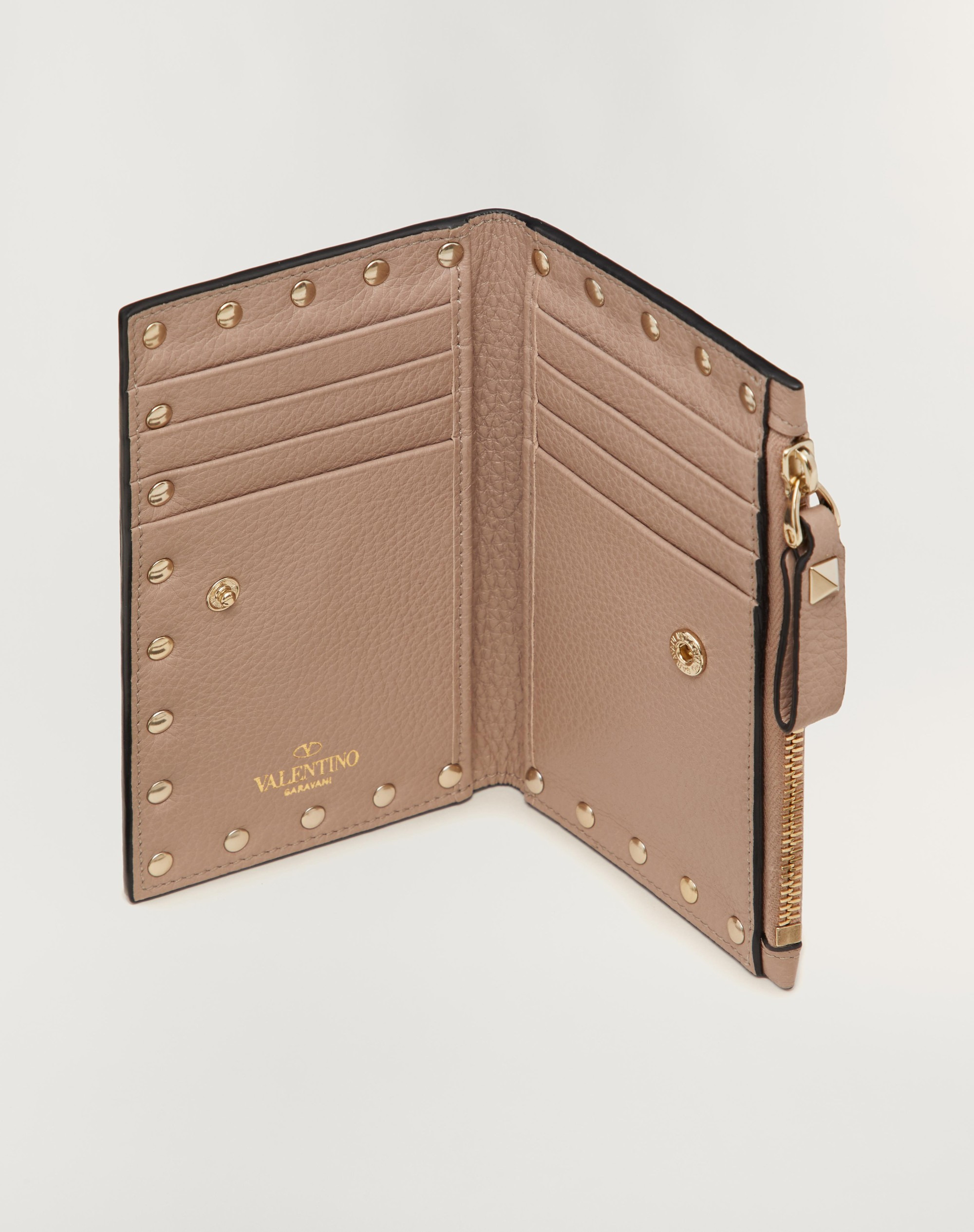 ROCKSTUD GRAINY CALFSKIN CARDHOLDER WITH ZIPPER - 5