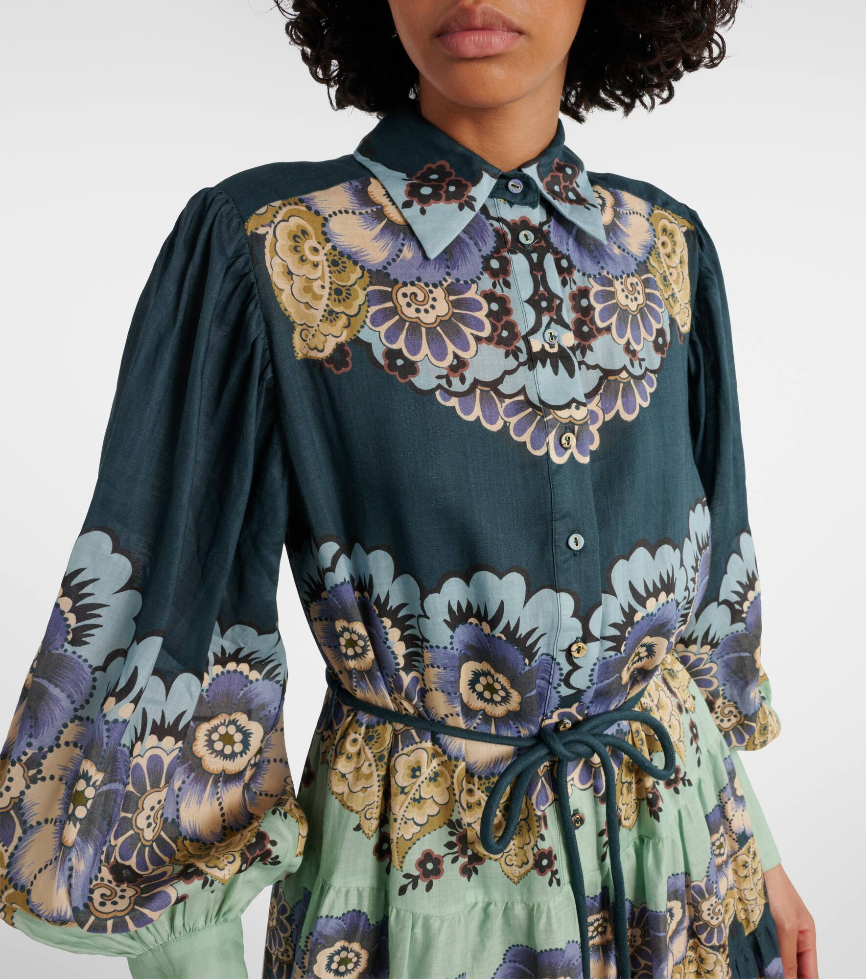 Madalena floral ramie shirt dress - 4