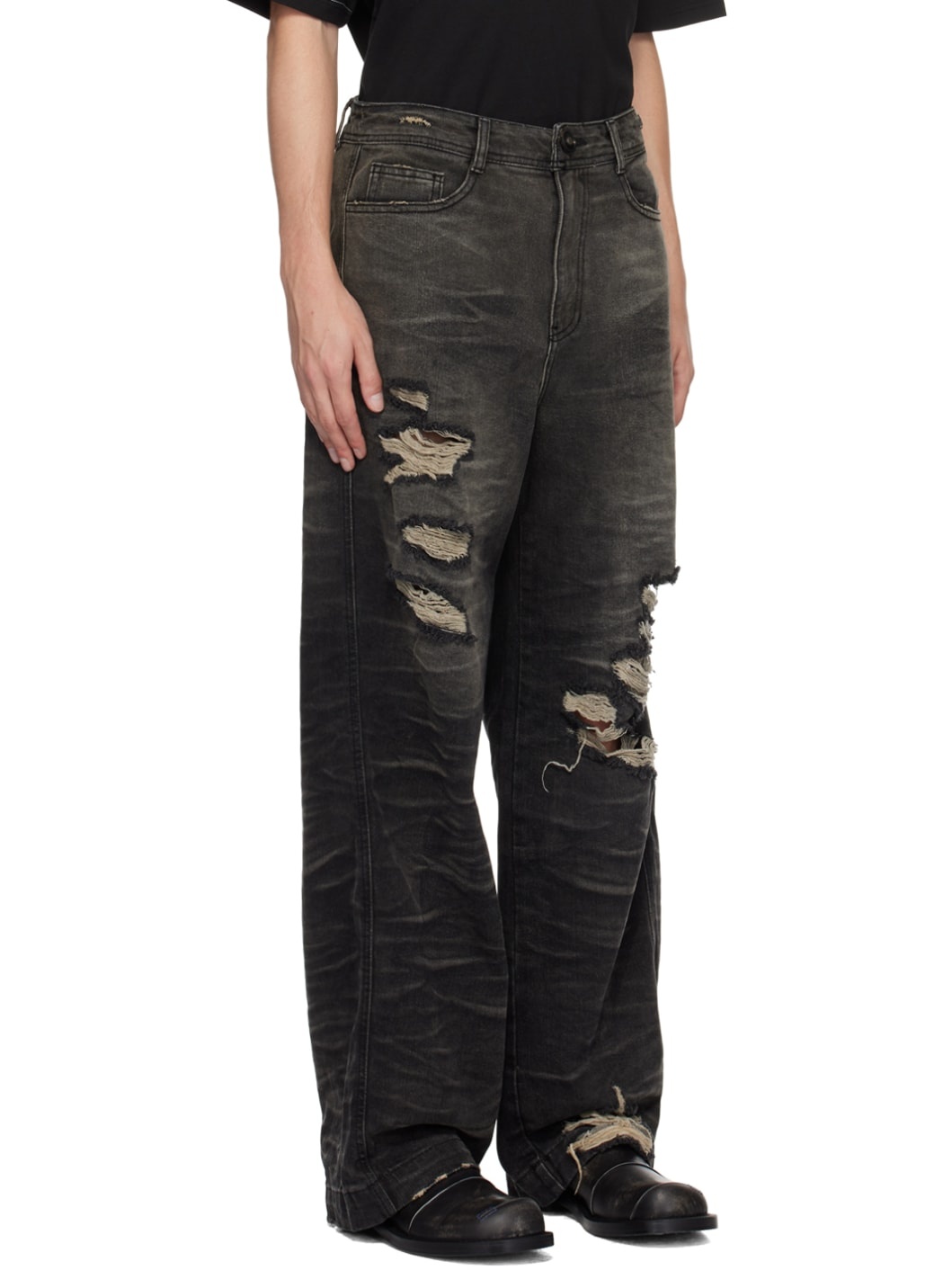 Black Distressed Jeans - 2