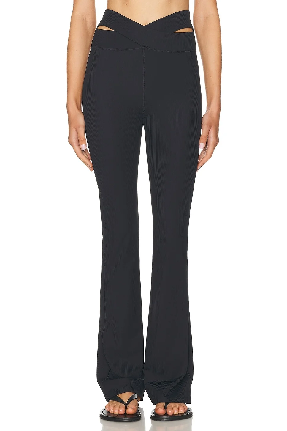 Zenvy Cutout Gentle Support High Waisted Rib Flare Legging - 1