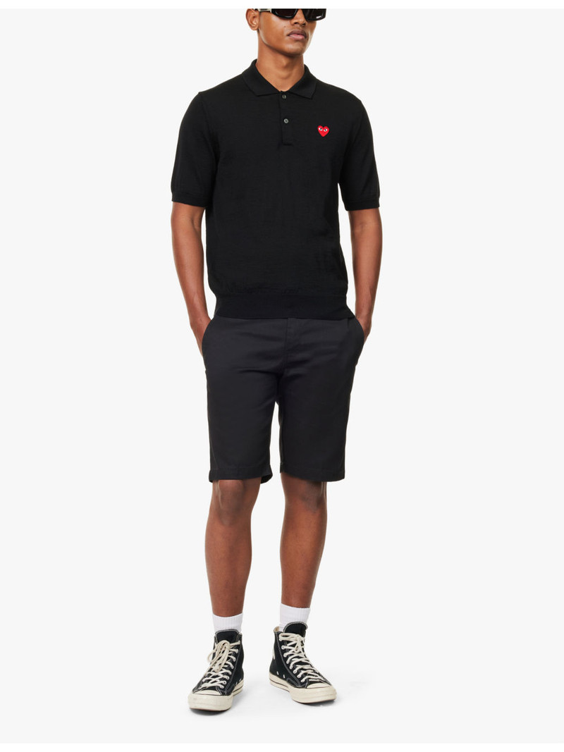 Comme des Garçons PLAY Logo-patch short-sleeve wool polo shirt outlook