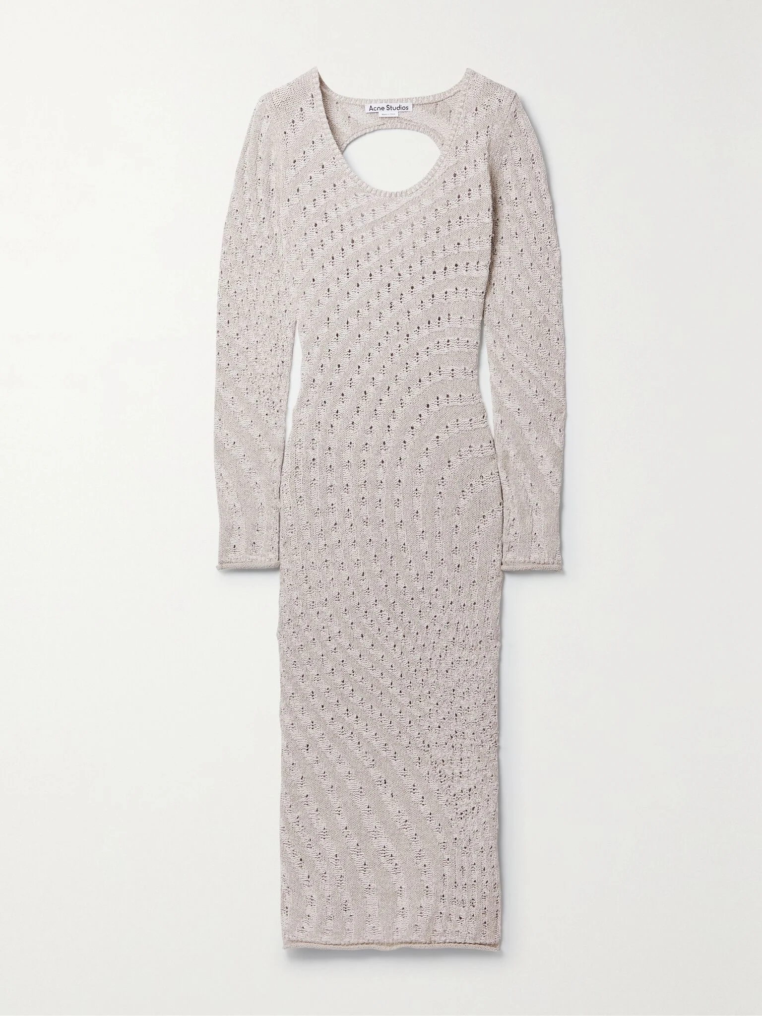 Open-back crocheted stretch cotton-blend midi dress Light gray - 1