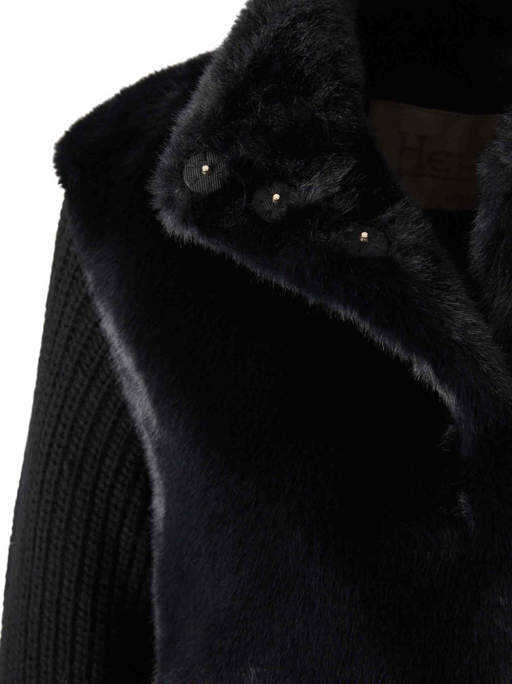 faux fur ribbed-cuff jacket - 3