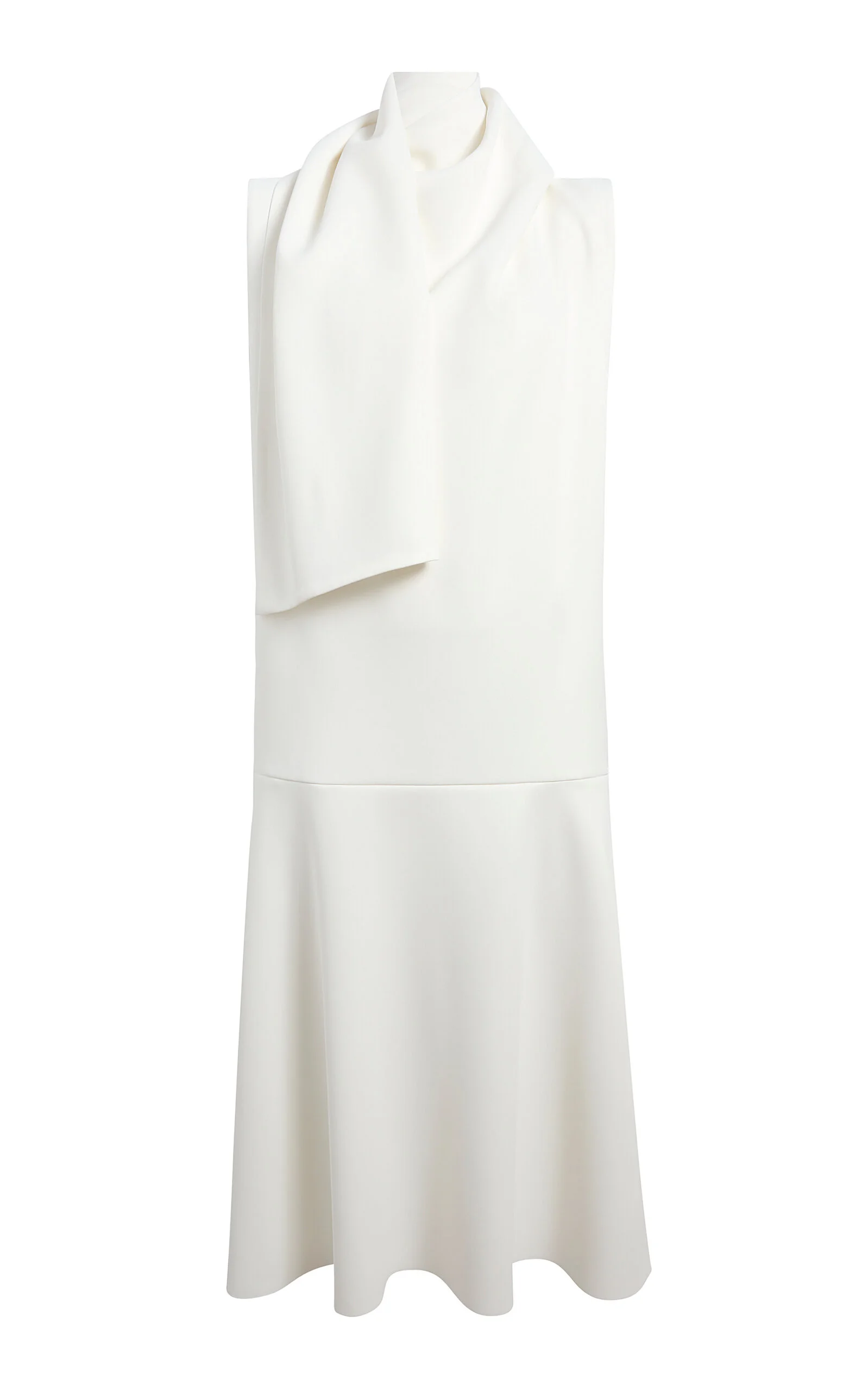 Loell Draped Crepe-Satin Midi Dress white - 1