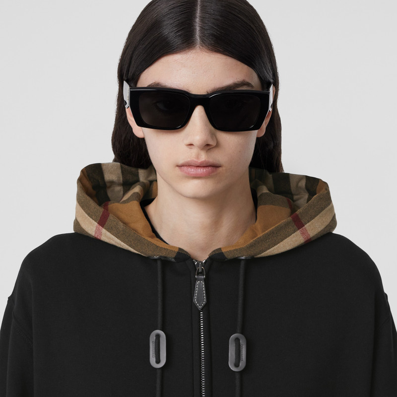 Burberry Check Hood Cotton Oversized Hooded Top outlook
