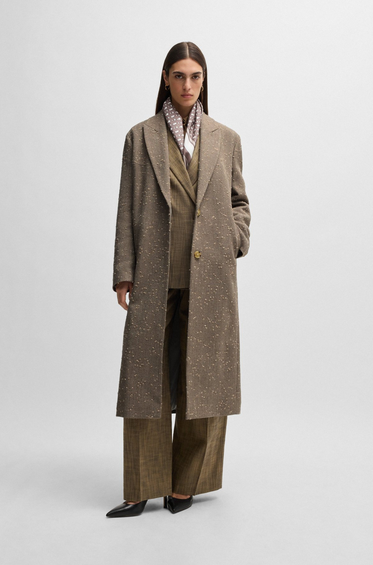 HERRINGBONE-TWEED COAT WITH CONCEALED CLOSURE IN WOOL - 3
