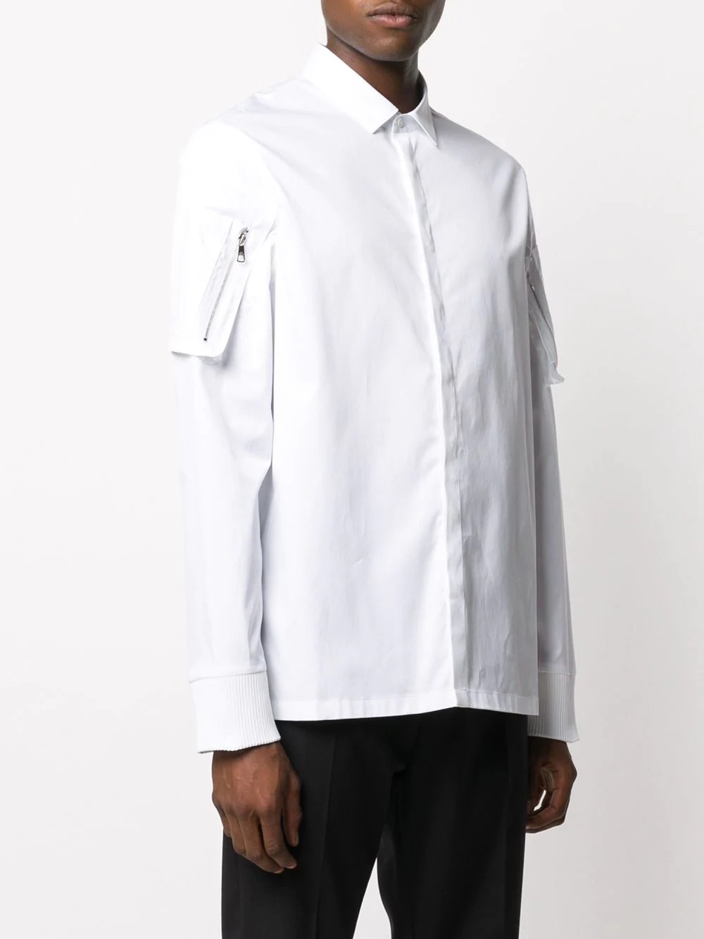 zipped sleeve pockets buttoned shirt - 3