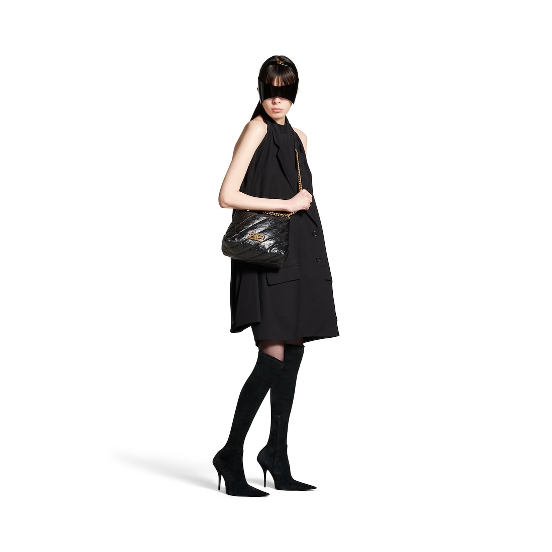 ショルダーバッグ・ポシェット BALENCIAGA CRUSH ZIPPED HOBO BAG 直営店☆BALENCIAGA☆ CRUSH ラージ チェーン ショルダーバッグ