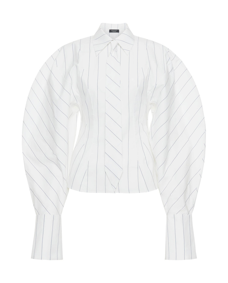 A.W.A.K.E. MODE PUFF SLEEVE SHIRT WHITE STRIPE outlook