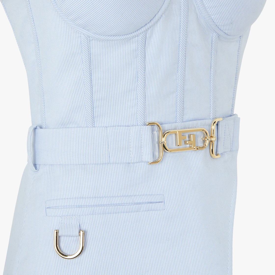 Light blue pinstripe cotton bustier - 3