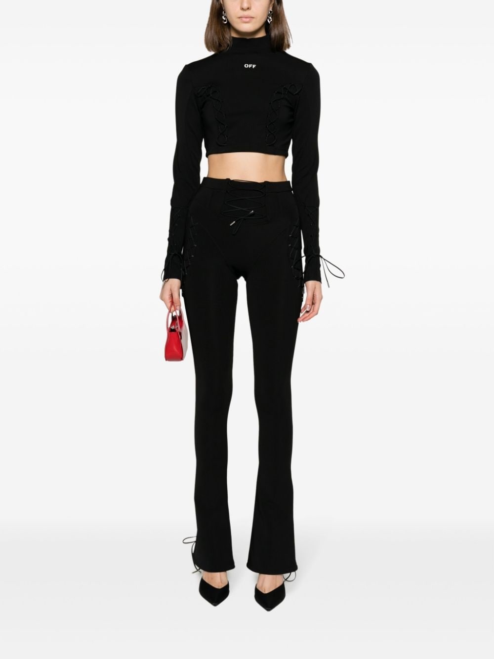logo-print lace-up leggings - 2