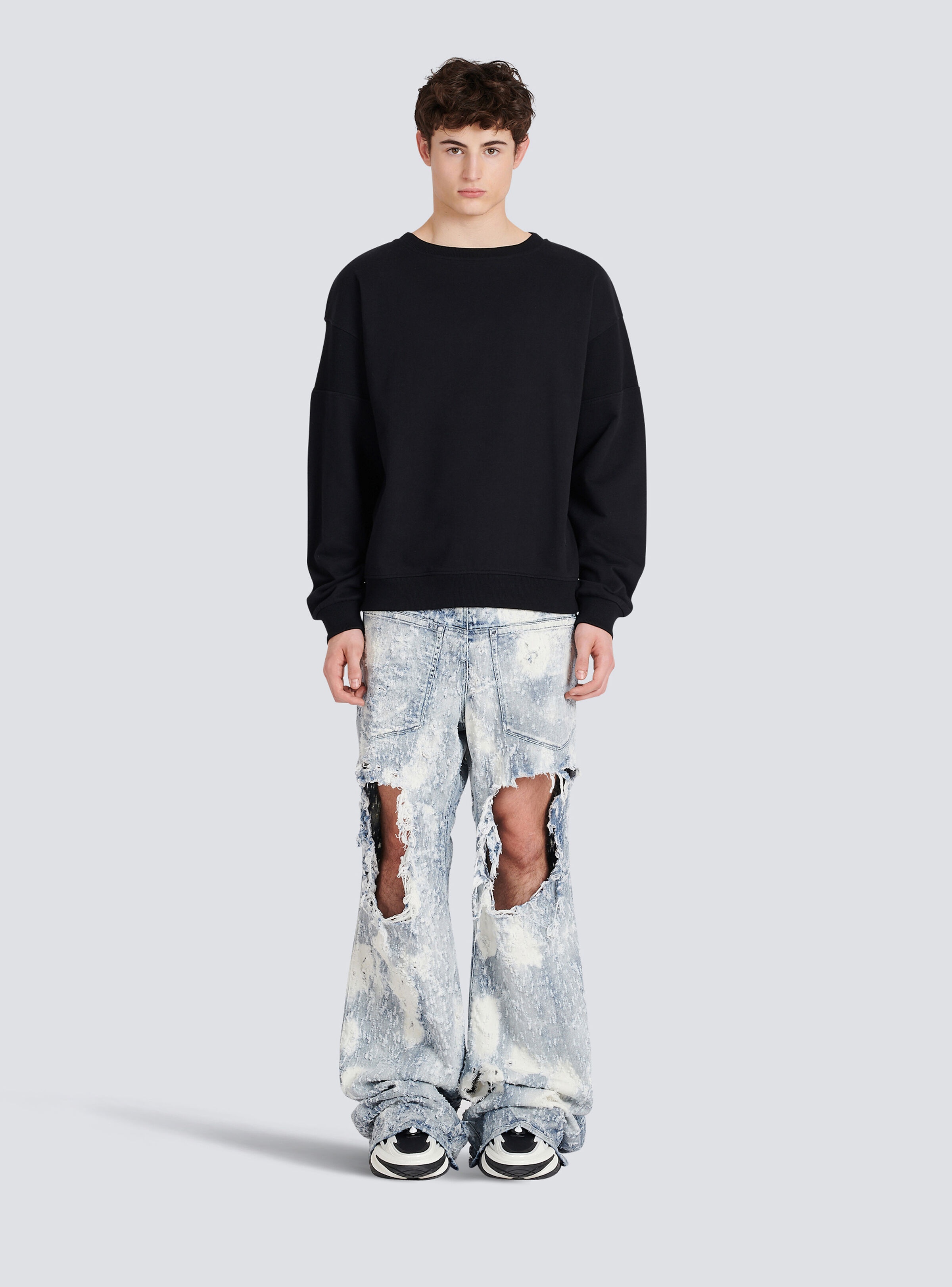 Eco-designed cotton sweatshirt with Balmain logo print - 4