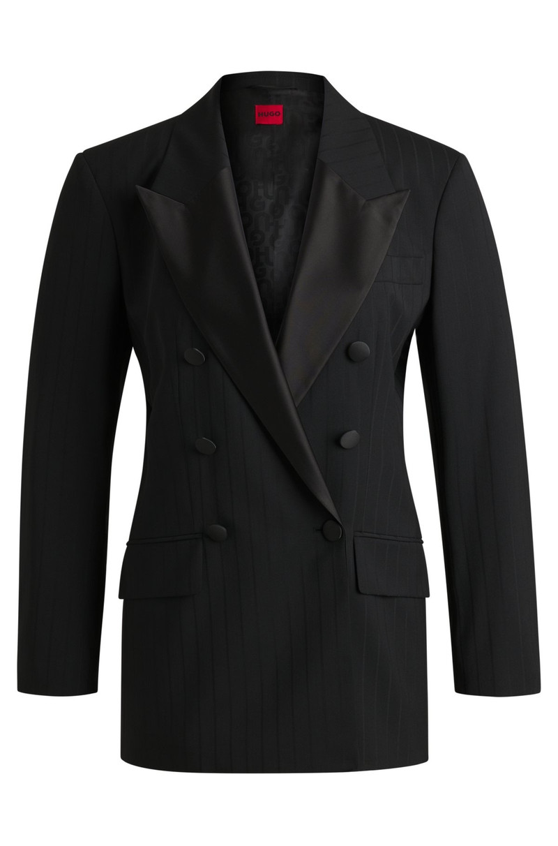 STRIPED OVERSIZE-FIT BLAZER WITH SATIN TRIMS 1
