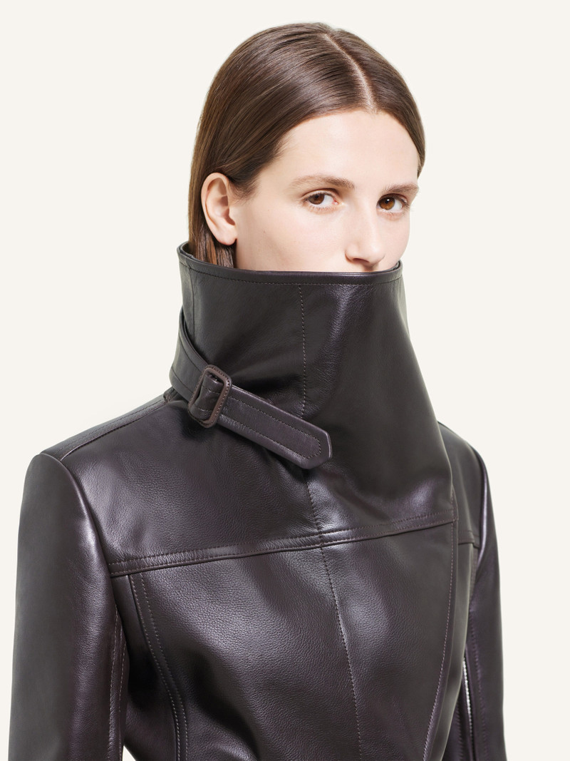 LONG LEATHER SHEARLING COLLAR COAT 4