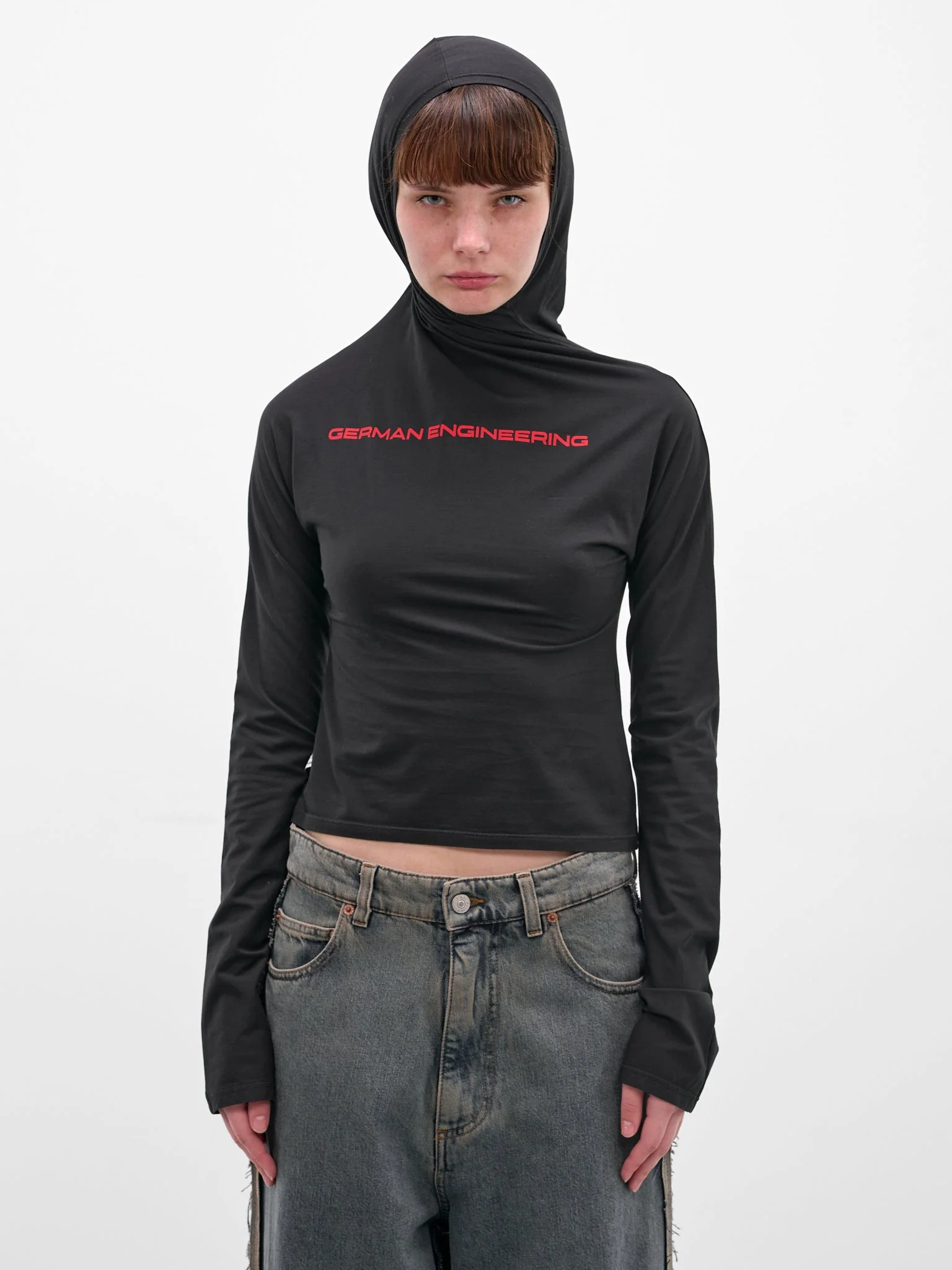 Black Cotton Twisted Graphic Hoodie - 1